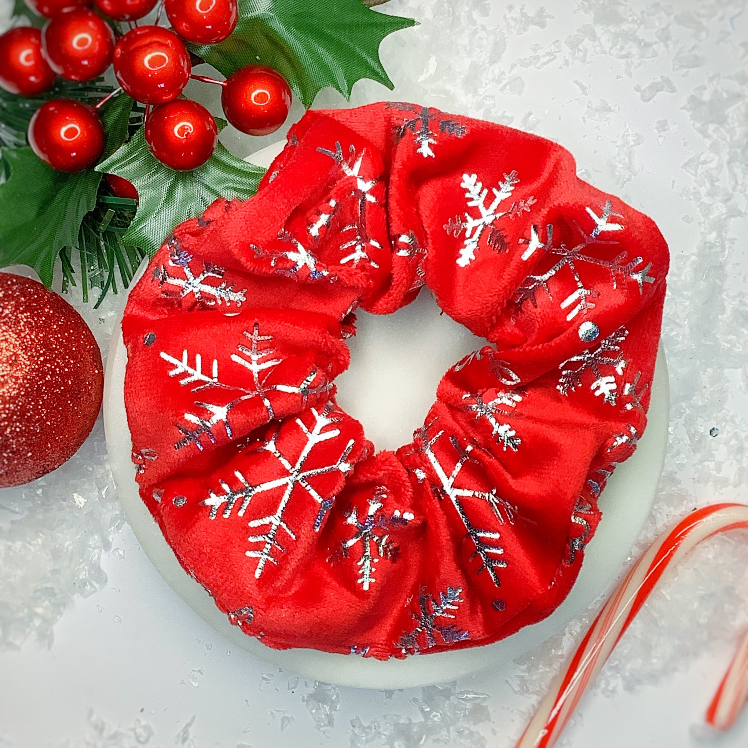Sparkly Foil Snowflake Bow Strip, Headband and Scrunchie Collection