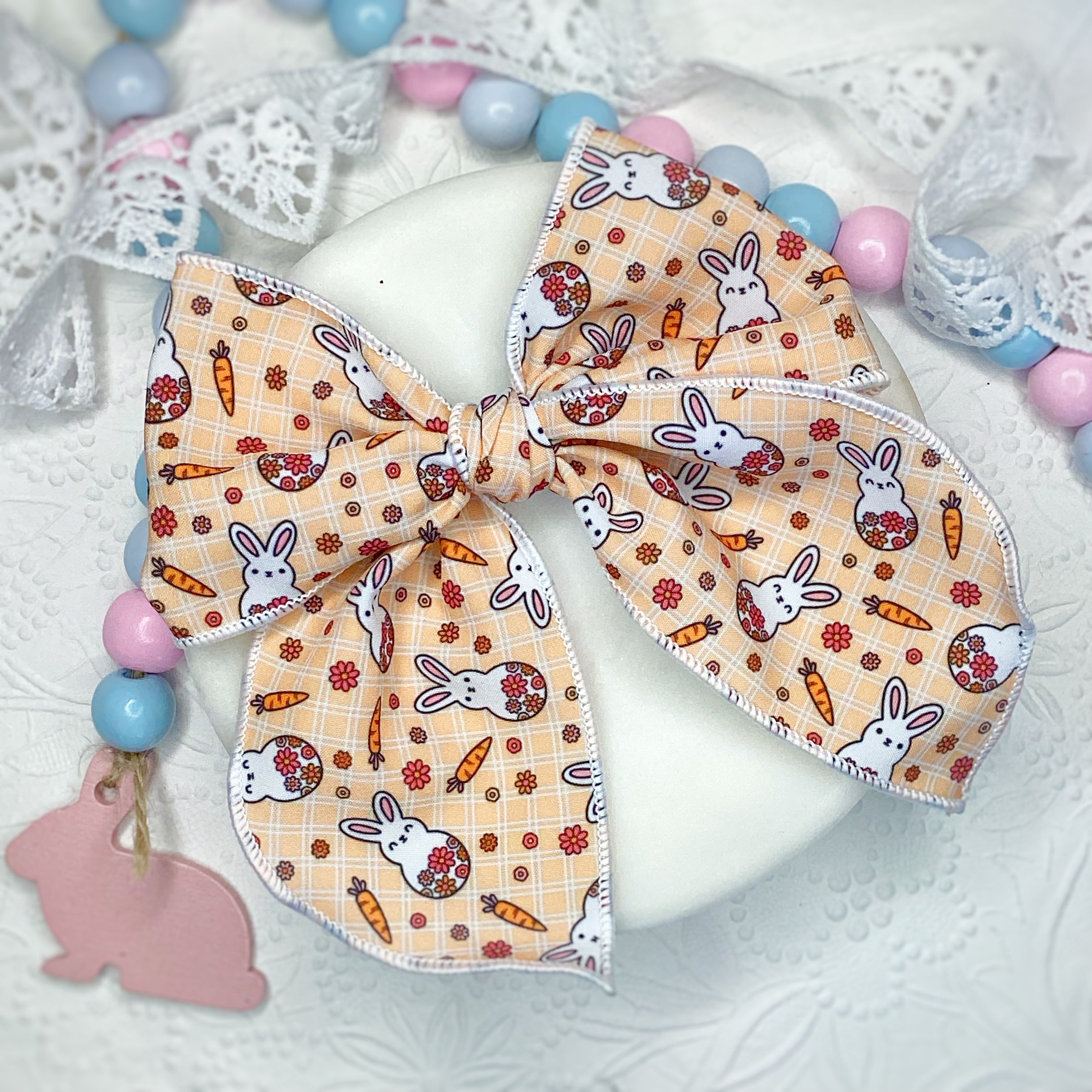 Bunnies and Carrot Bow Strip and Scrunchie Collection