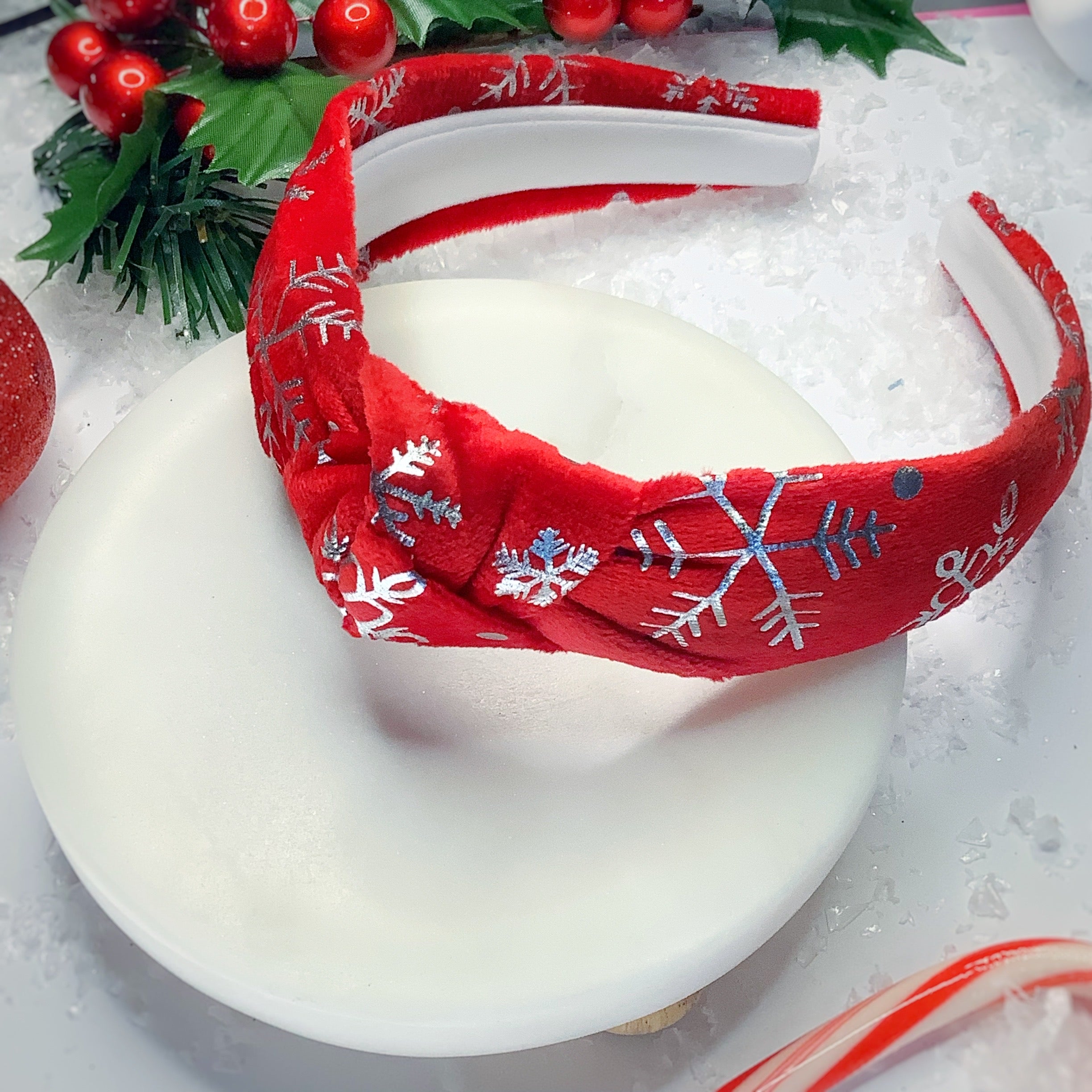 Sparkly Foil Snowflake Bow Strip, Headband and Scrunchie Collection