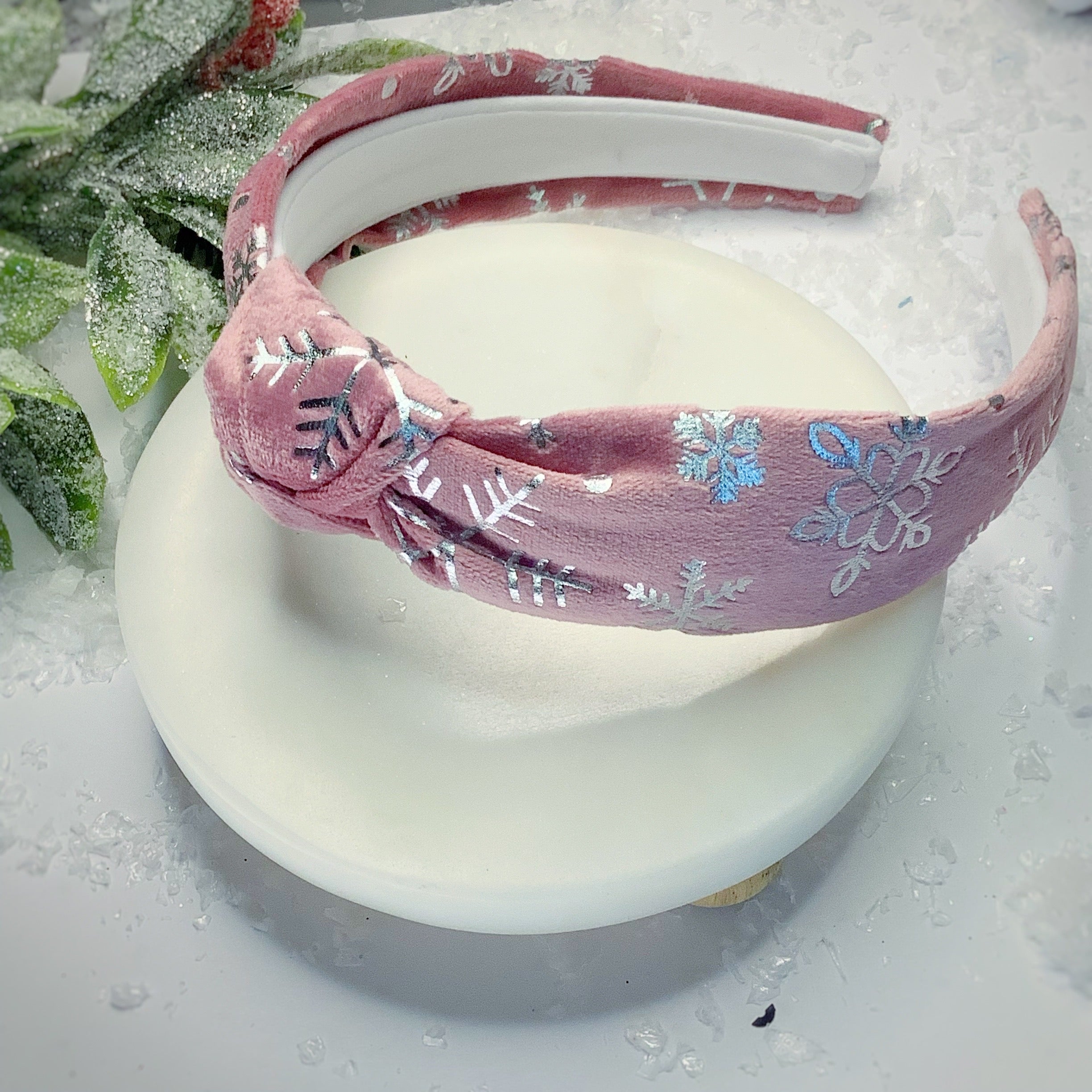 Sparkly Foil Snowflake Bow Strip, Headband and Scrunchie Collection