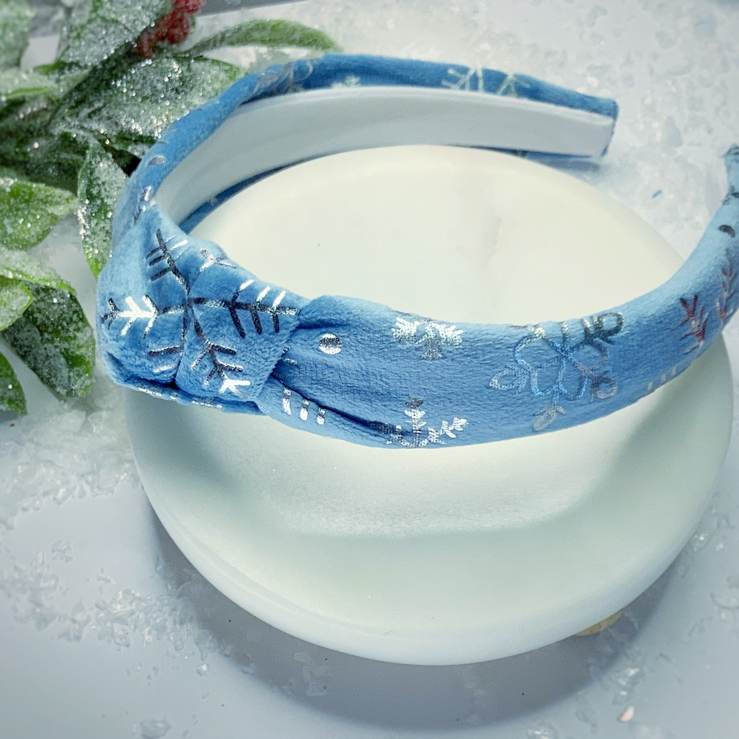 Sparkly Foil Snowflake Bow Strip, Headband and Scrunchie Collection
