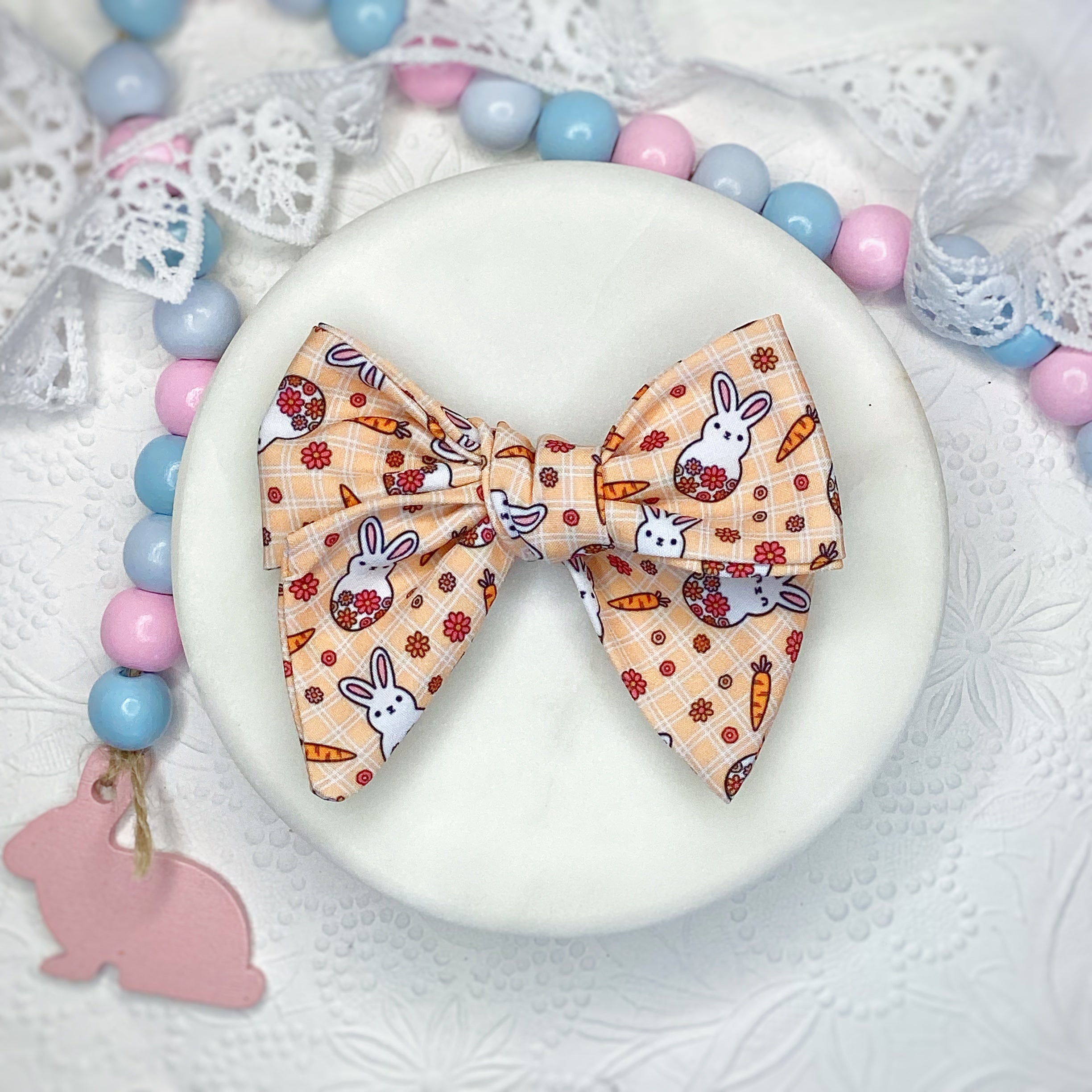Bunnies and Carrot Bow Strip and Scrunchie Collection