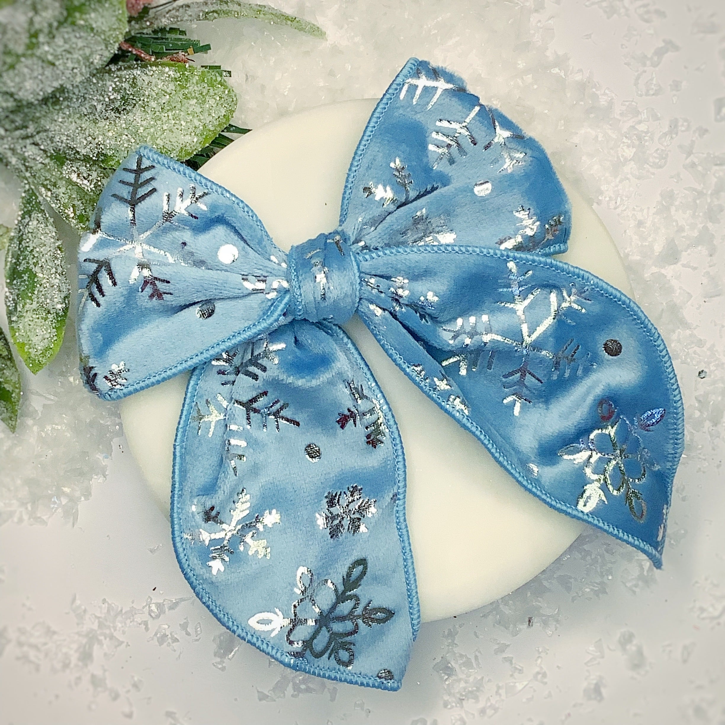 Sparkly Foil Snowflake Bow Strip, Headband and Scrunchie Collection