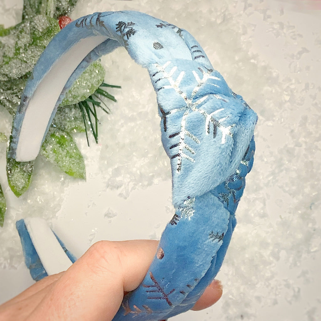 Sparkly Foil Snowflake Bow Strip, Headband and Scrunchie Collection