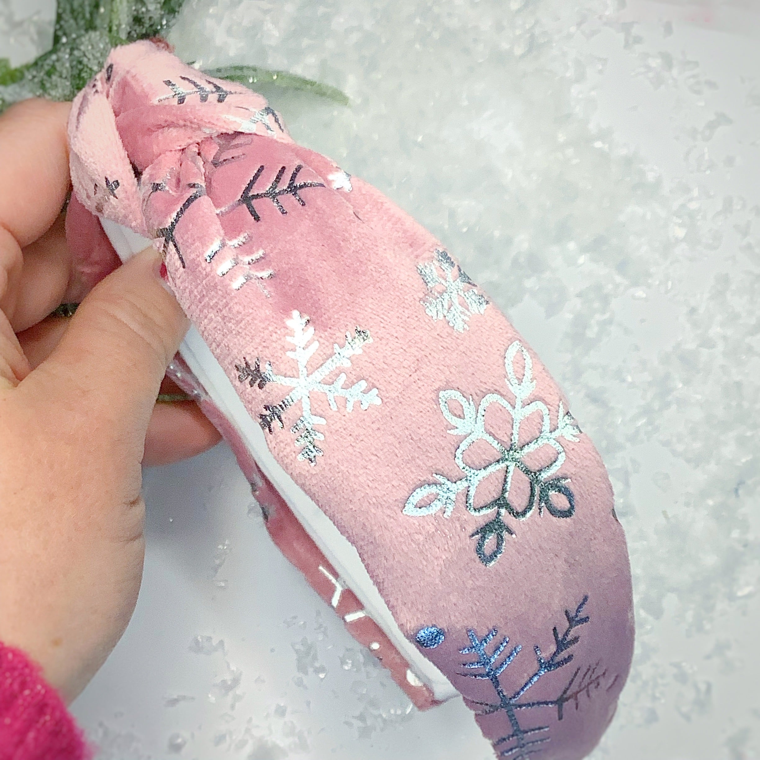Sparkly Foil Snowflake Bow Strip, Headband and Scrunchie Collection