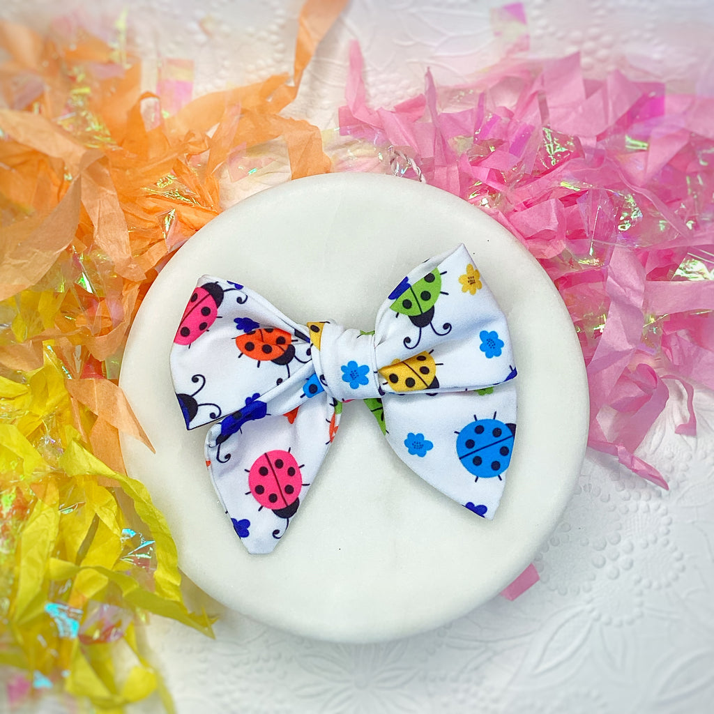 Multicolor Ladybugs Bow Strip and Scrunchie Collection