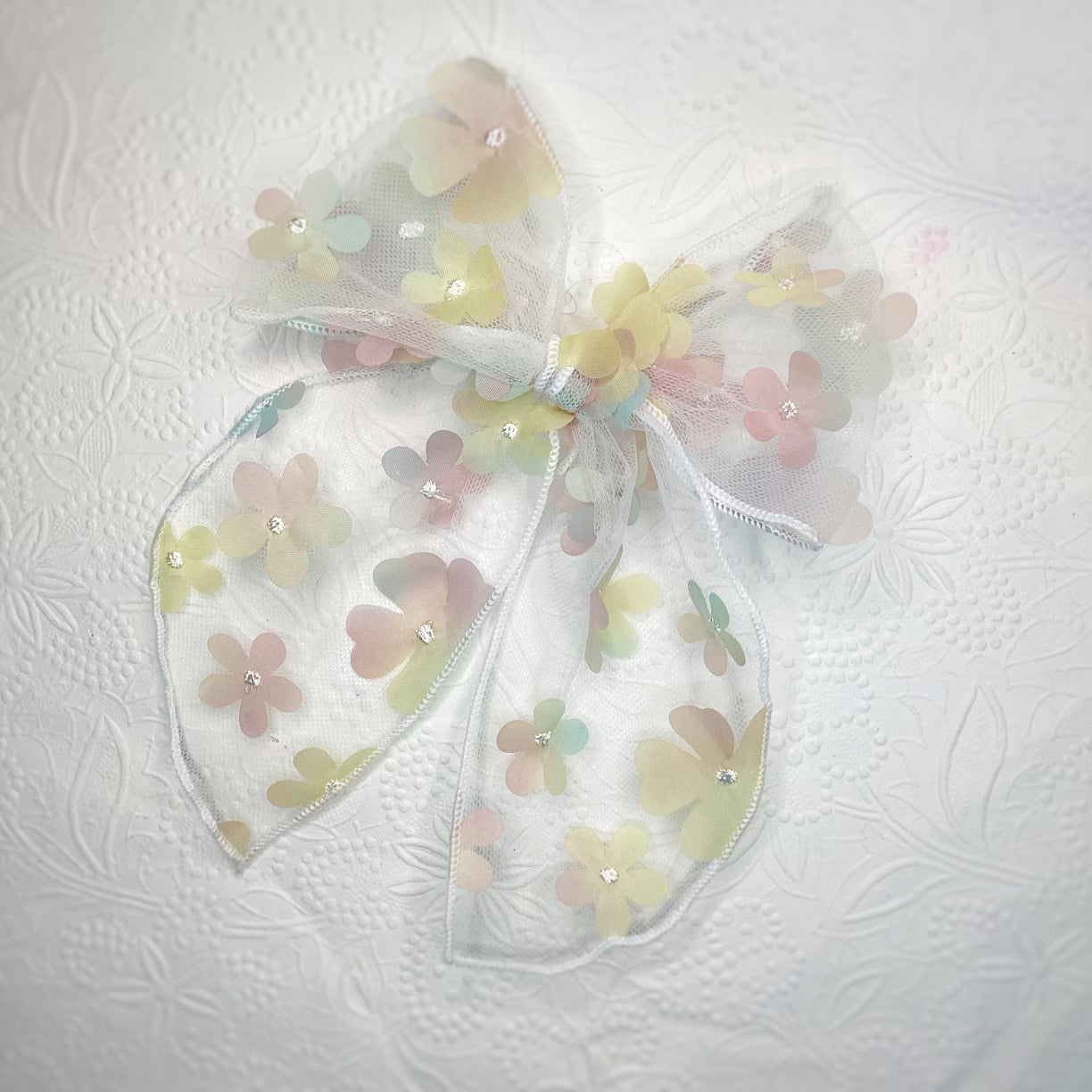 Delicate Floral Organza Pre-Tied Bow Strip Collection