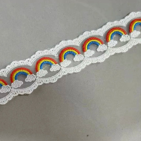 Classic Primary Color Rainbows Bow Lace- RTS