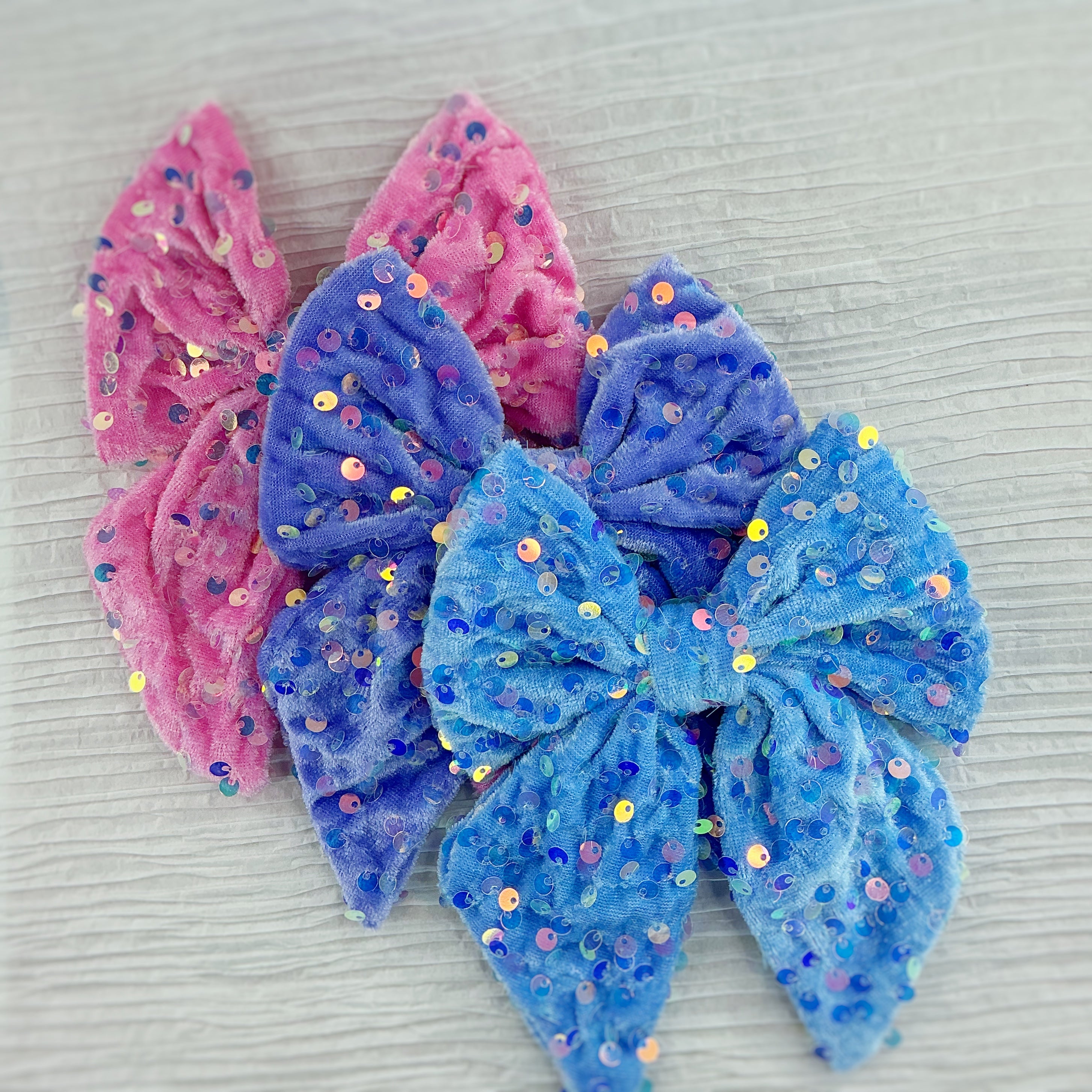 Pastel Sequin Velvet Bow Collection