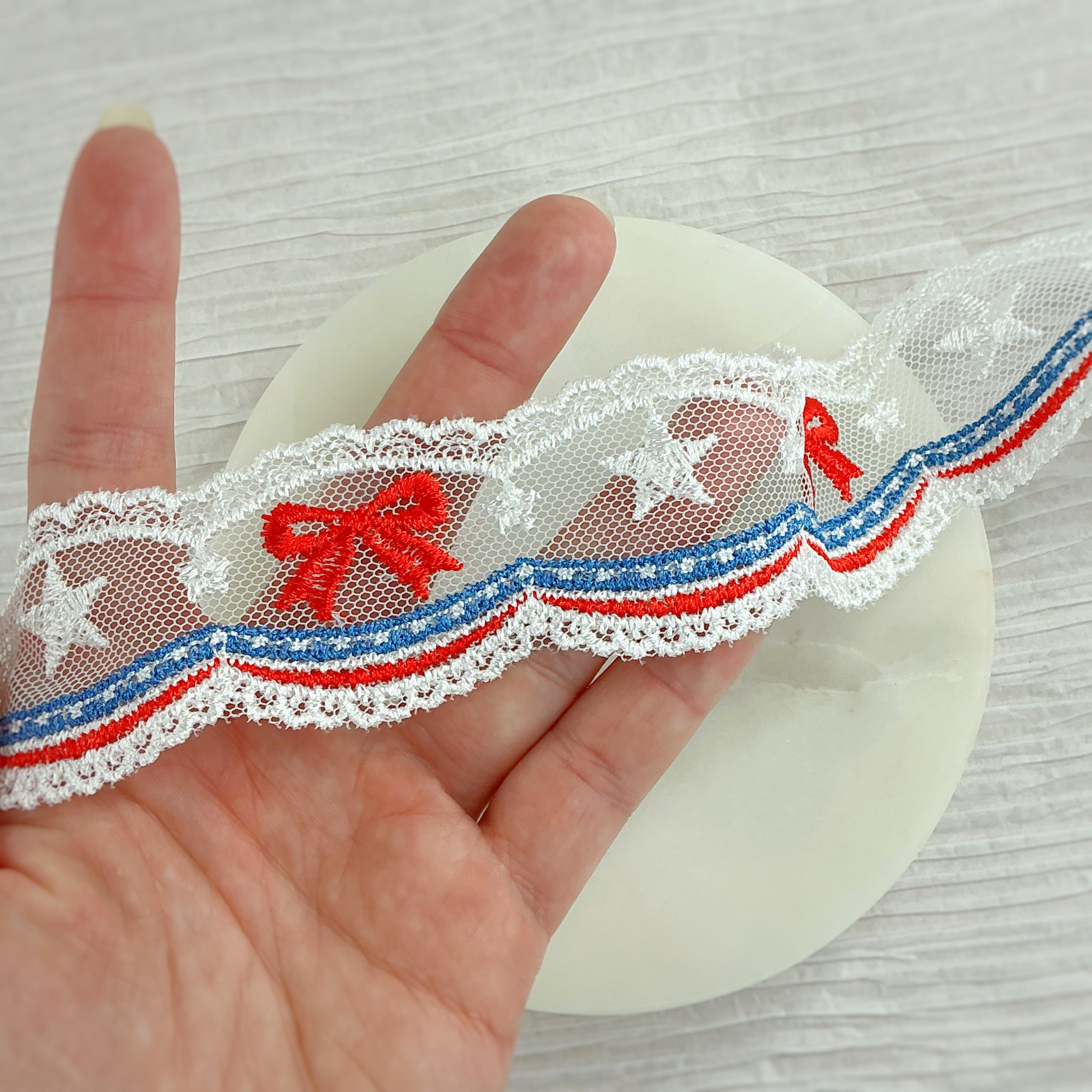 Patriotic Bow Lace - RTS