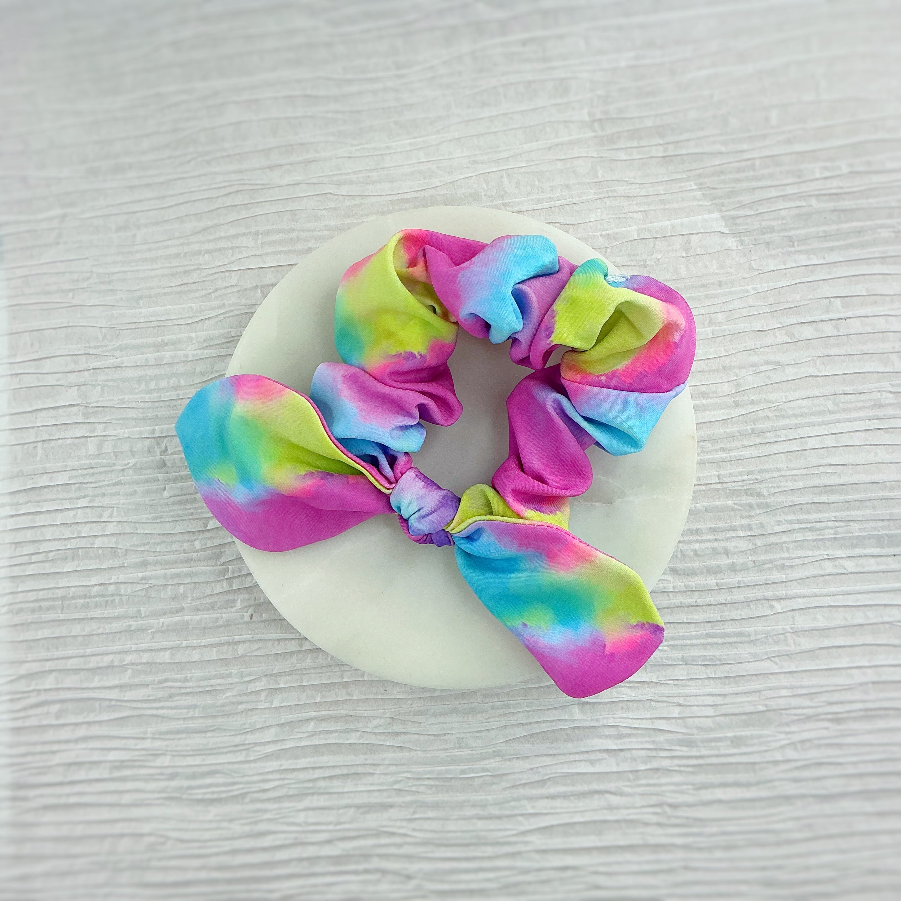 Bright Tie Dye Scrunchie, Bow Strip and Headband Collection