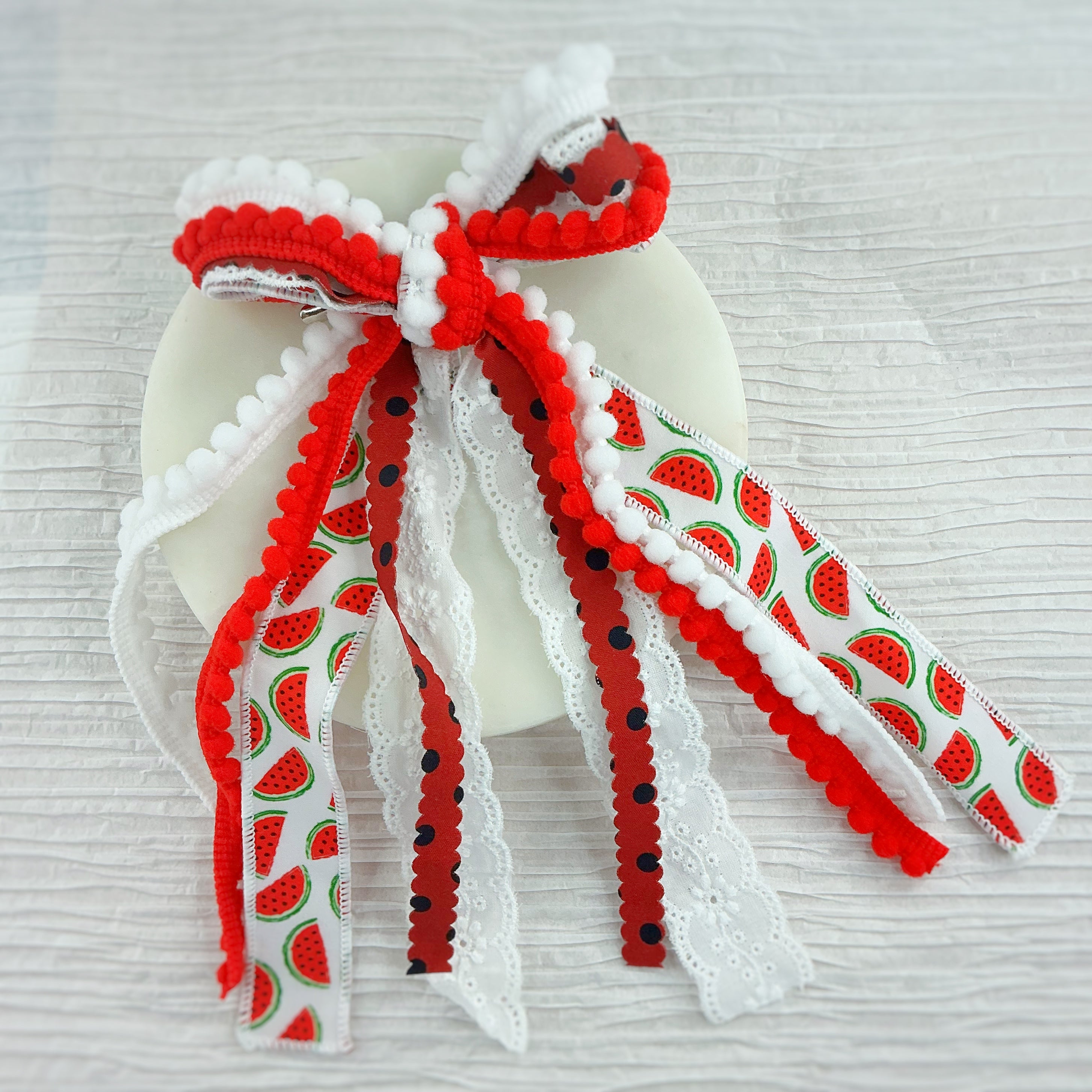 Watermelon Seeds Messy Trim Bows