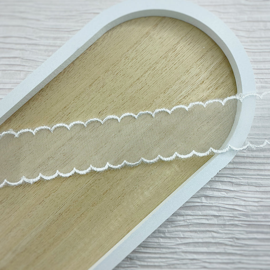 Scalloped Organza Ribbon, Lace Trim- RTS