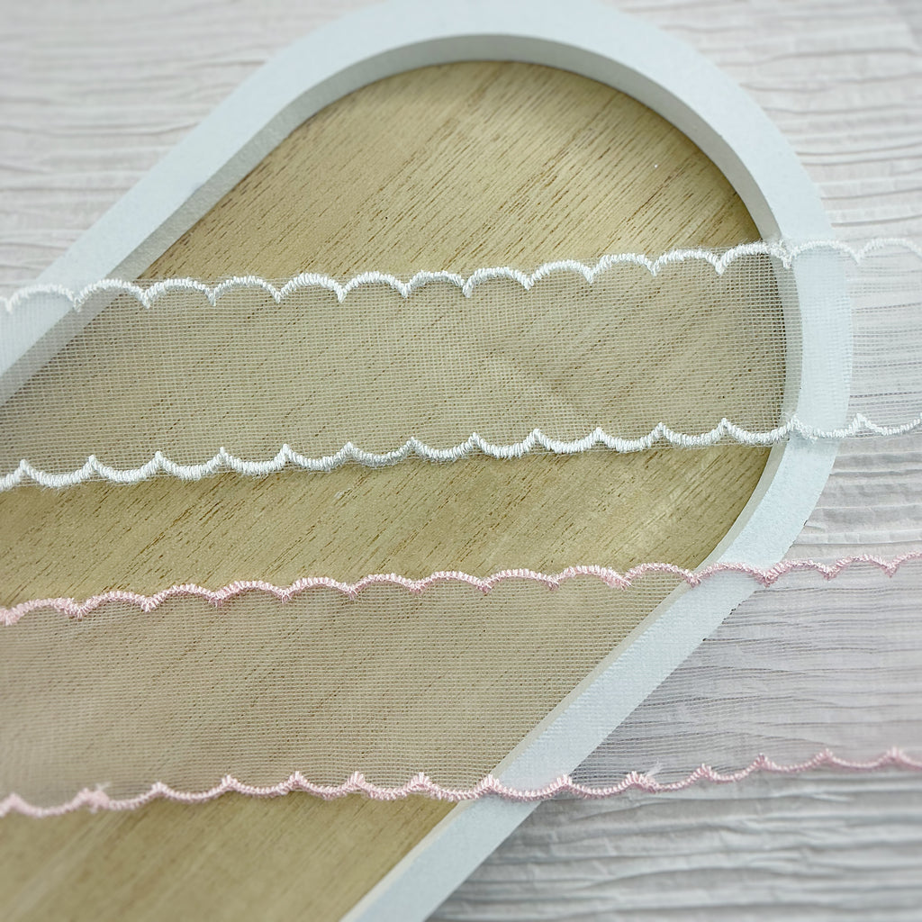 Scalloped Organza Ribbon, Lace Trim- RTS