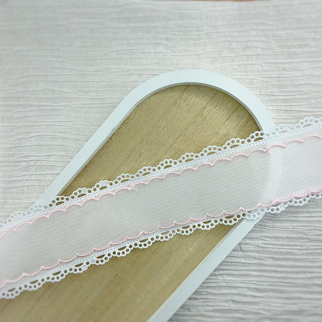 Scalloped Organza Ribbon, Lace Trim- RTS