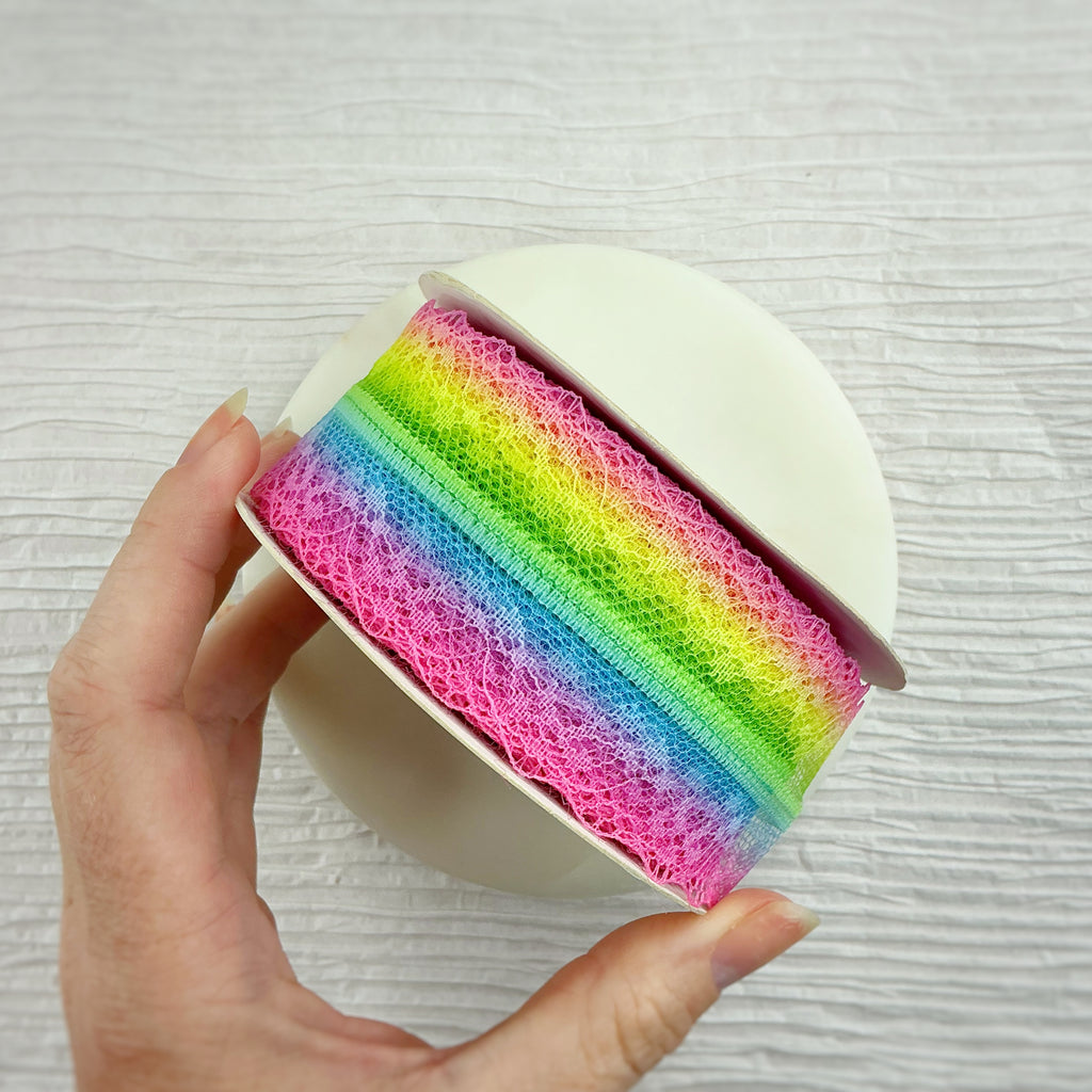 Ombré Bright Rainbow Lace Trim- RTS