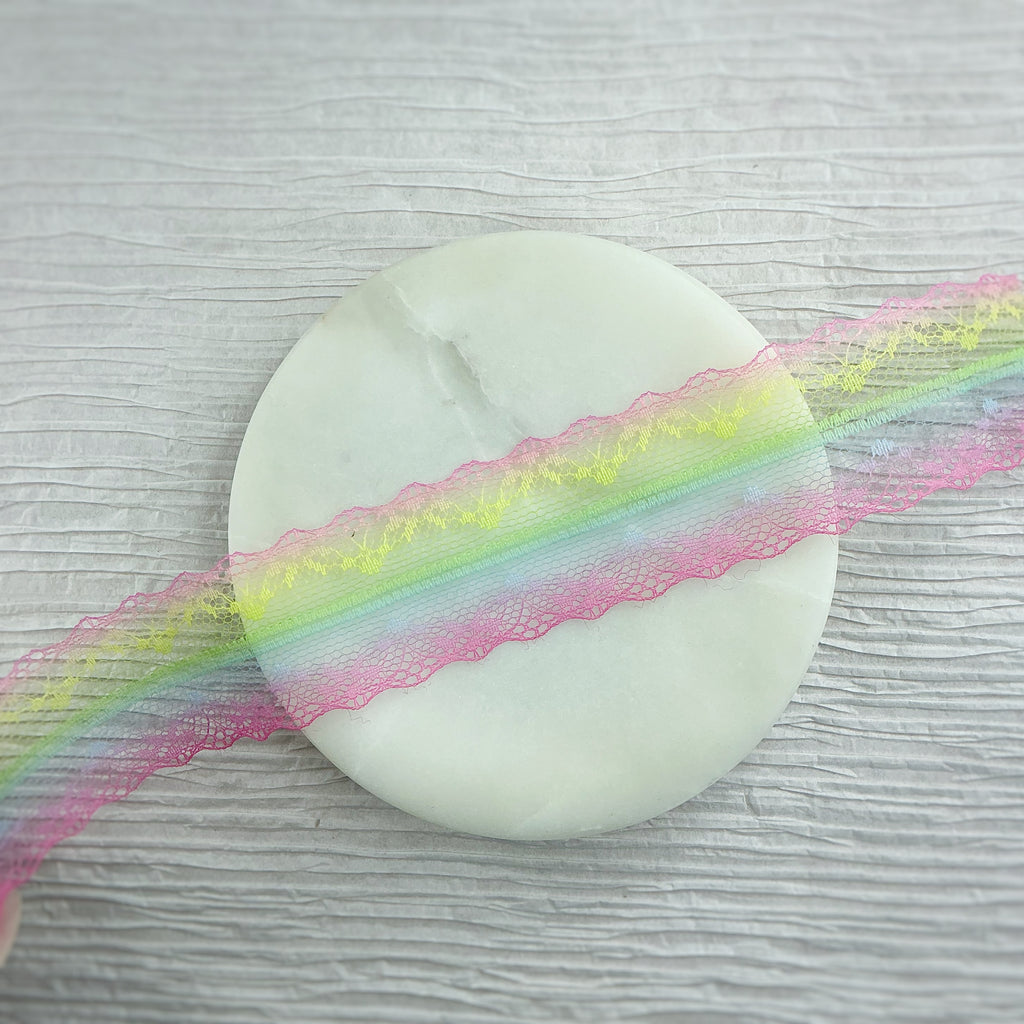 Ombré Bright Rainbow Lace Trim- RTS