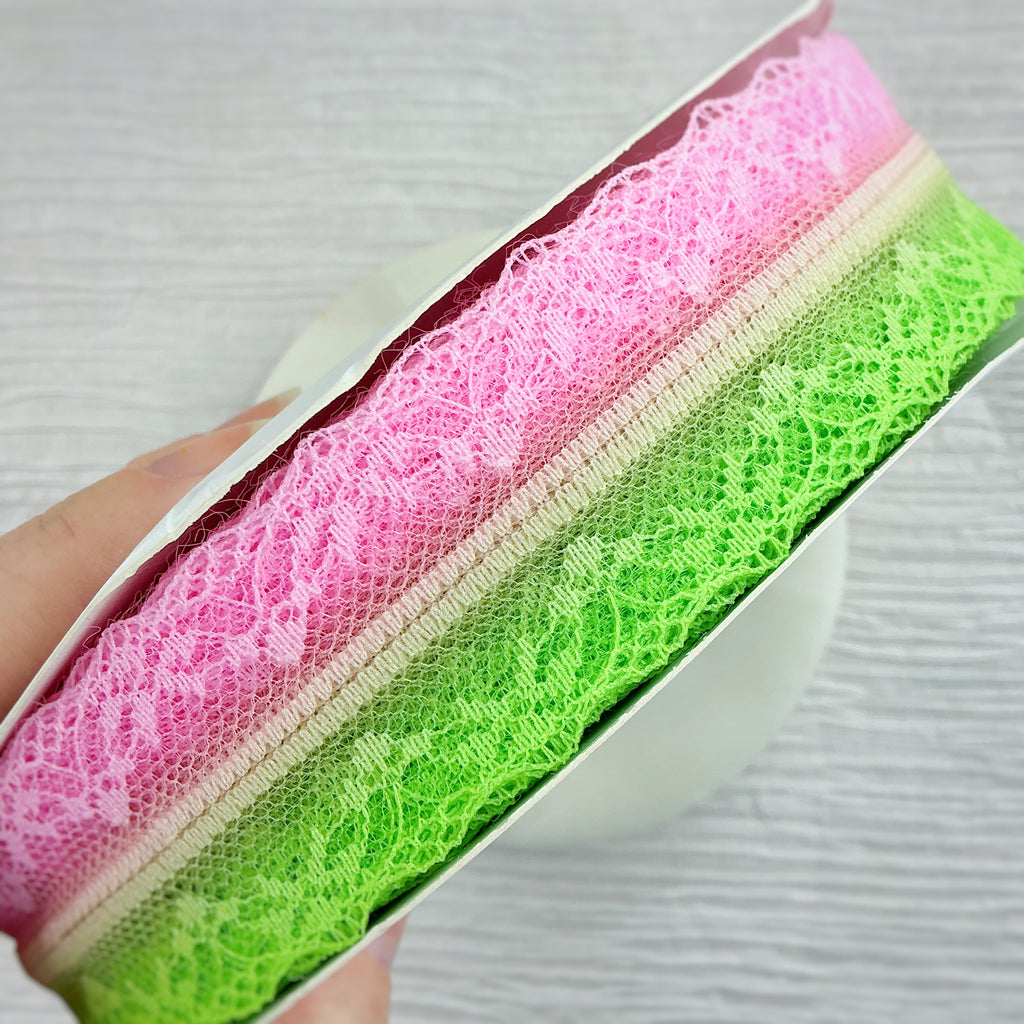 Ombré Light Pink Watermelon Lace Trim- RTS