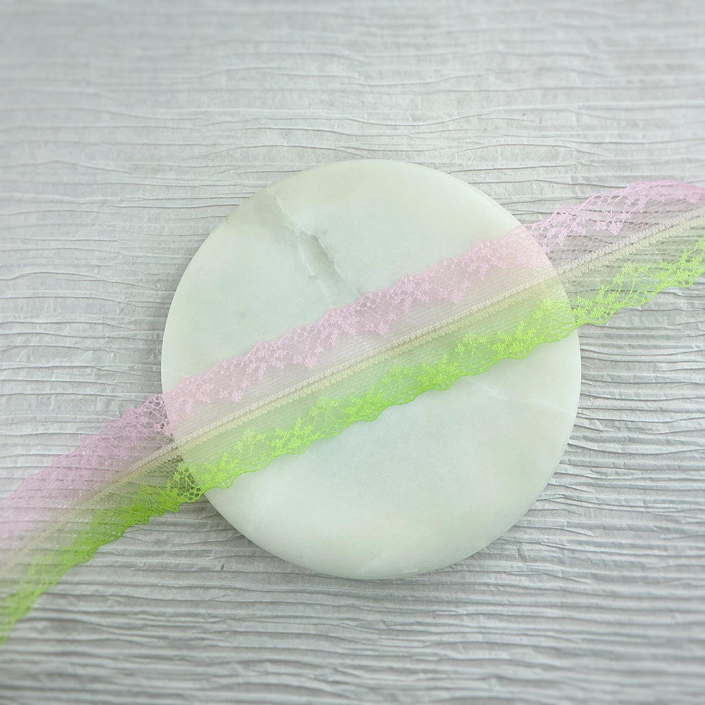 Ombré Light Pink Watermelon Lace Trim- RTS