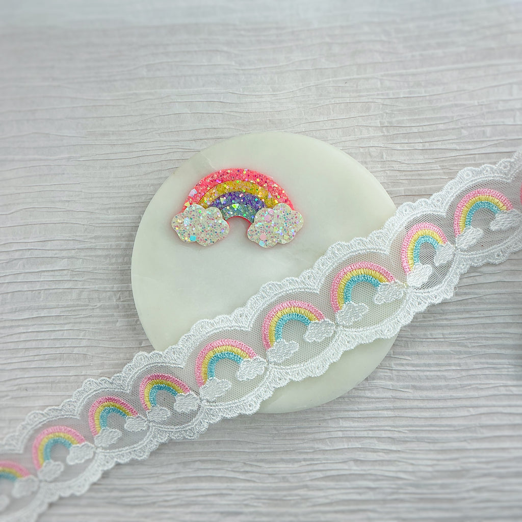 Pink Pastel Rainbow Precut Bow Centers