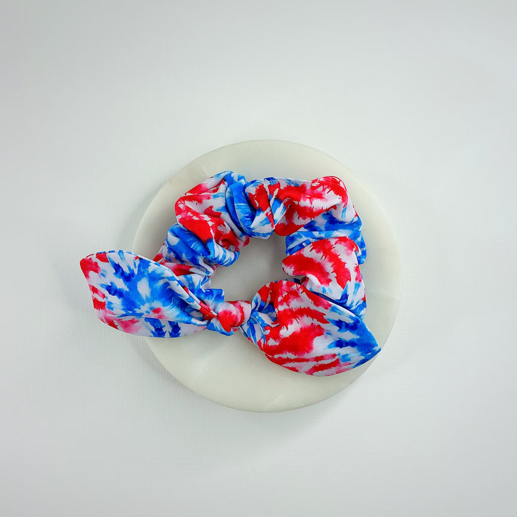 Tie Dye Patriotic Stars Bow Strip, Headband and Scrunchie Collection