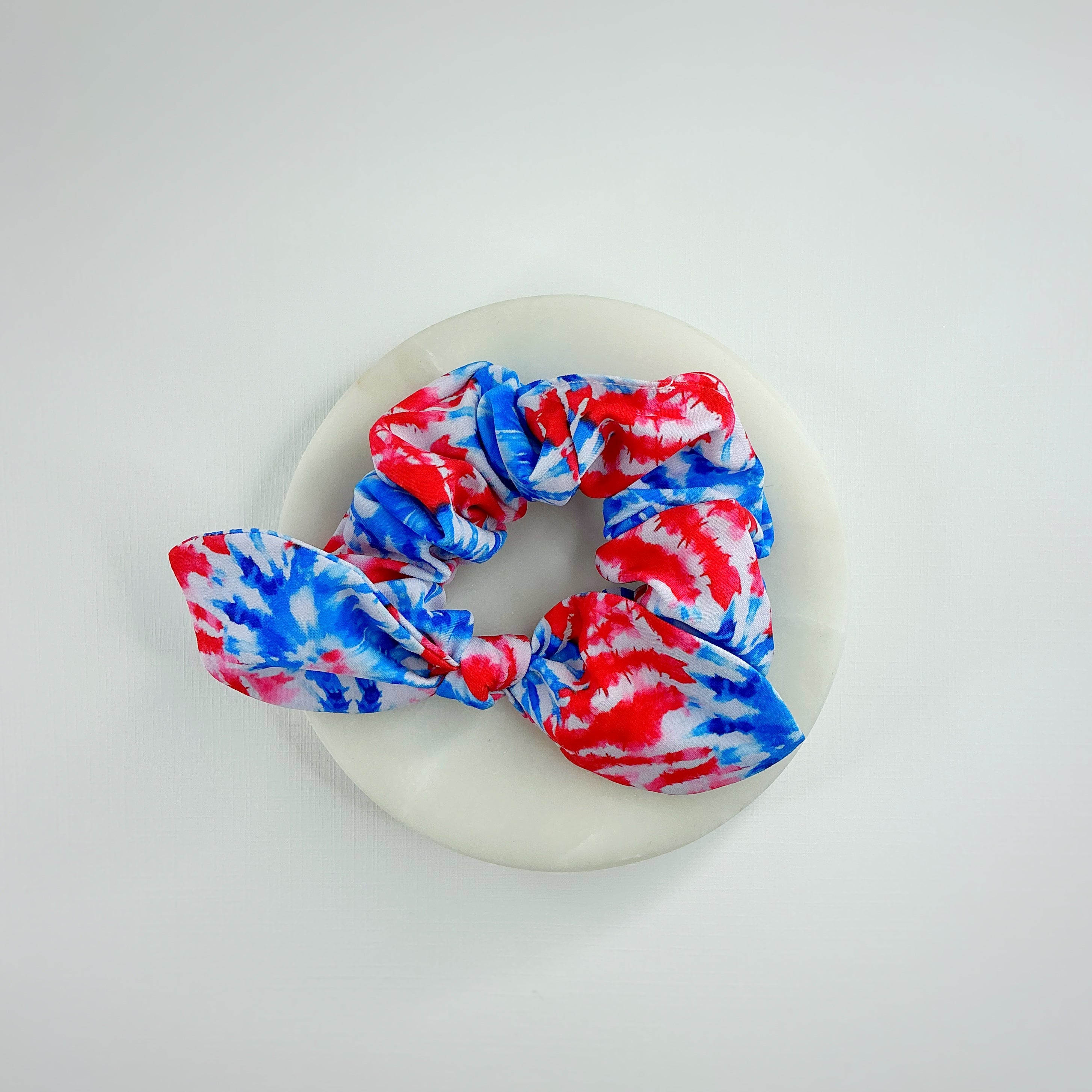 Tie Dye Patriotic Stars Bow Strip, Headband and Scrunchie Collection