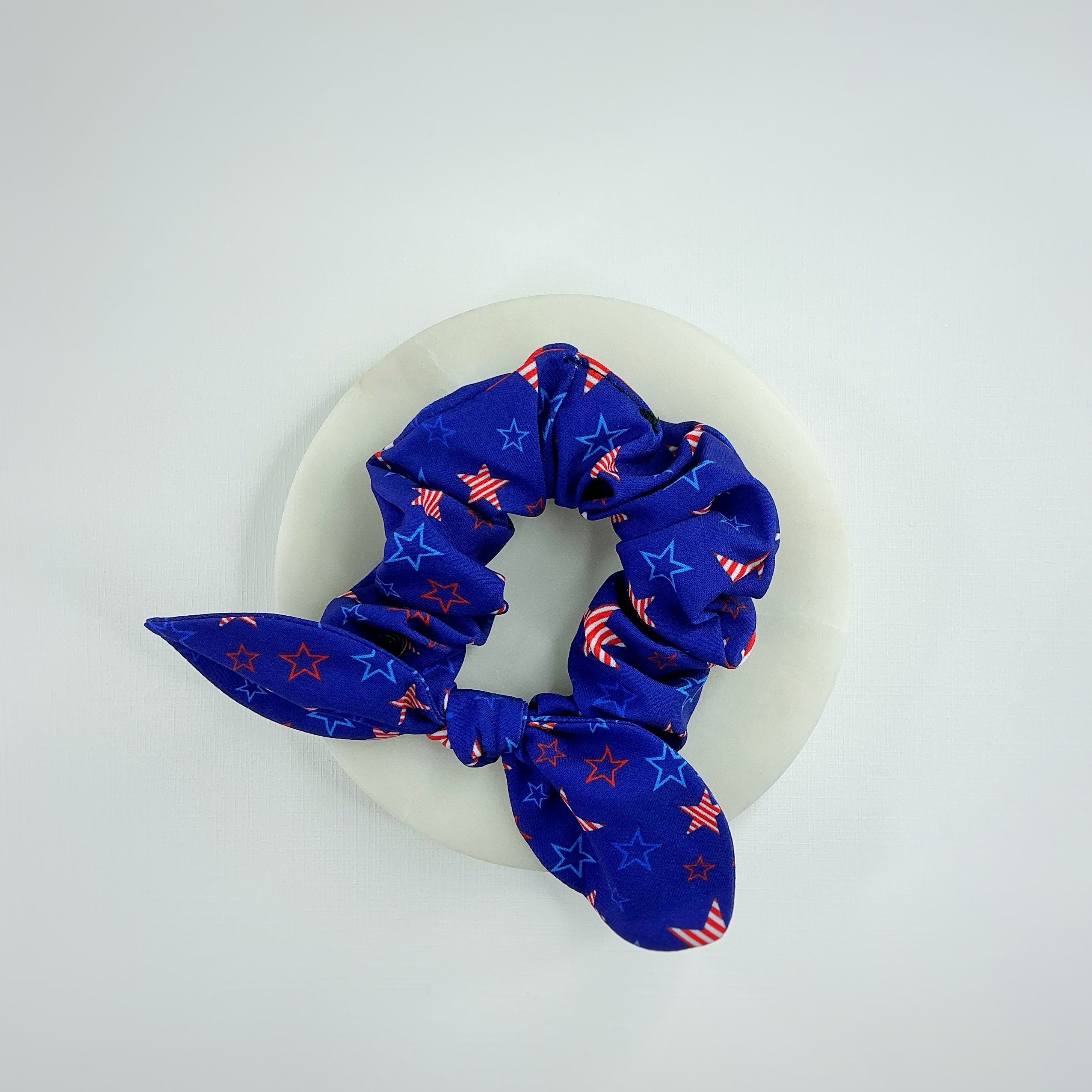 Navy Patriotic Stars Bow Strip, Headband and Scrunchie Collection