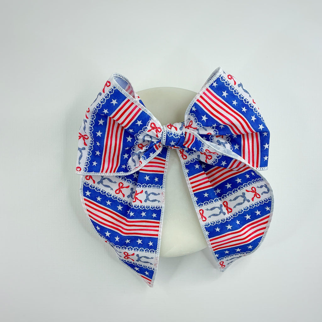 Coquette Stripe Fourth of July Pre-Tied Bow Strip Collection