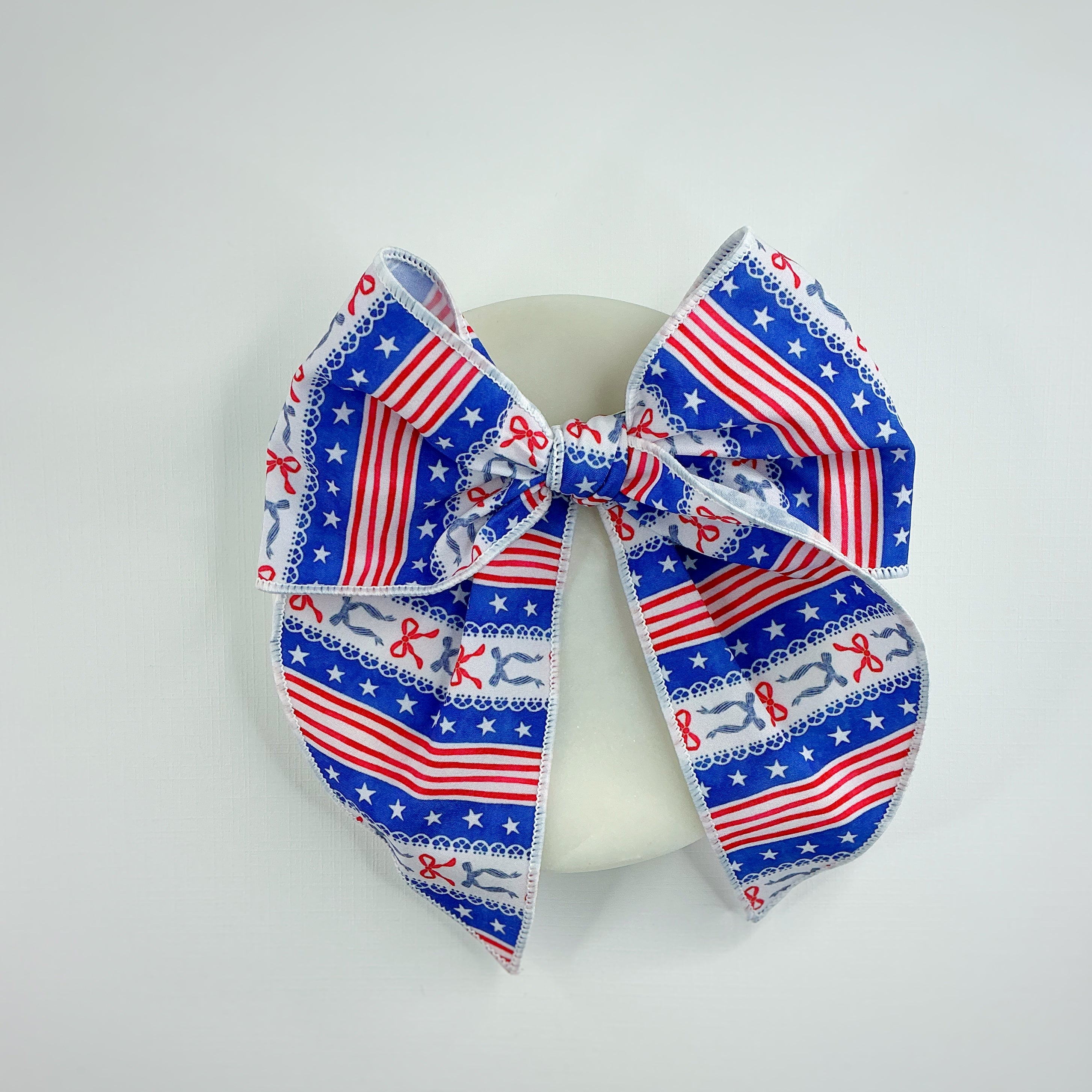 Coquette Stripe Fourth of July Pre-Tied Bow Strip Collection