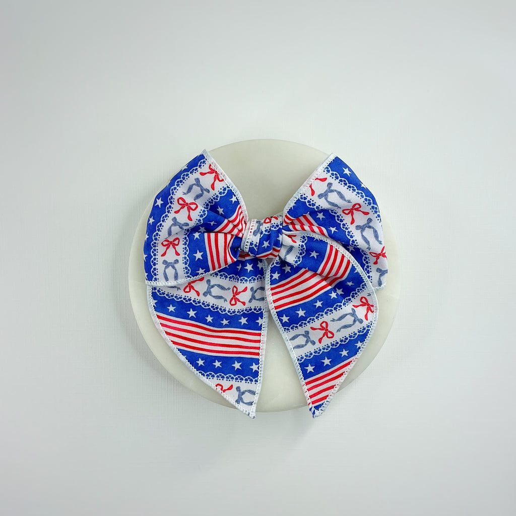 Coquette Stripe Fourth of July Pre-Tied Bow Strip Collection