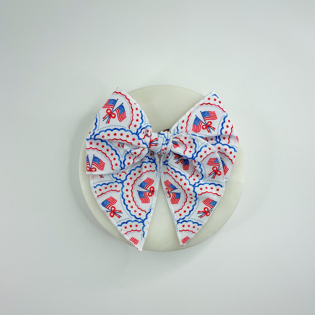 Coquette Trellis  Fourth of July Pre-Tied Bow Strip Collection