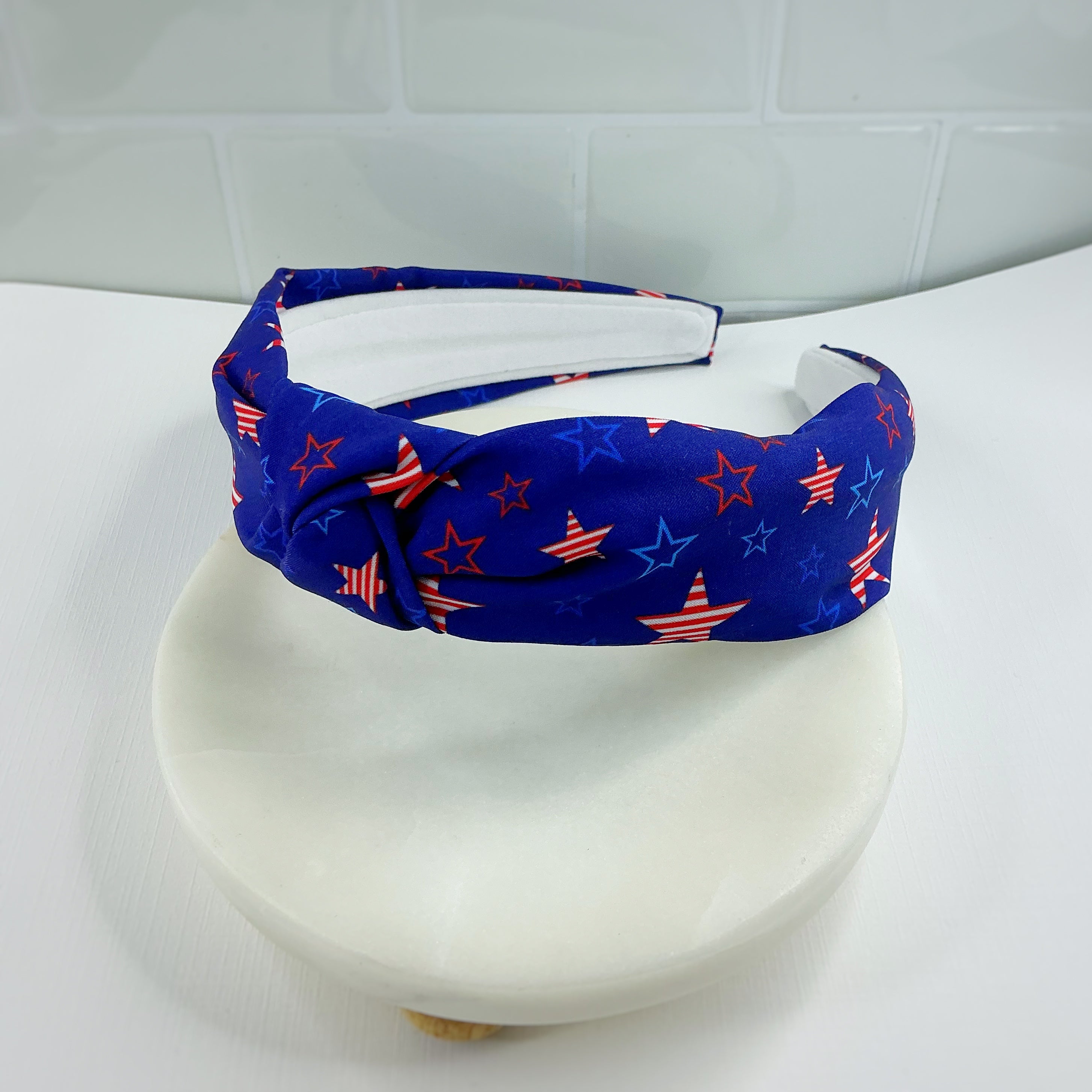 Navy Patriotic Stars Bow Strip, Headband and Scrunchie Collection