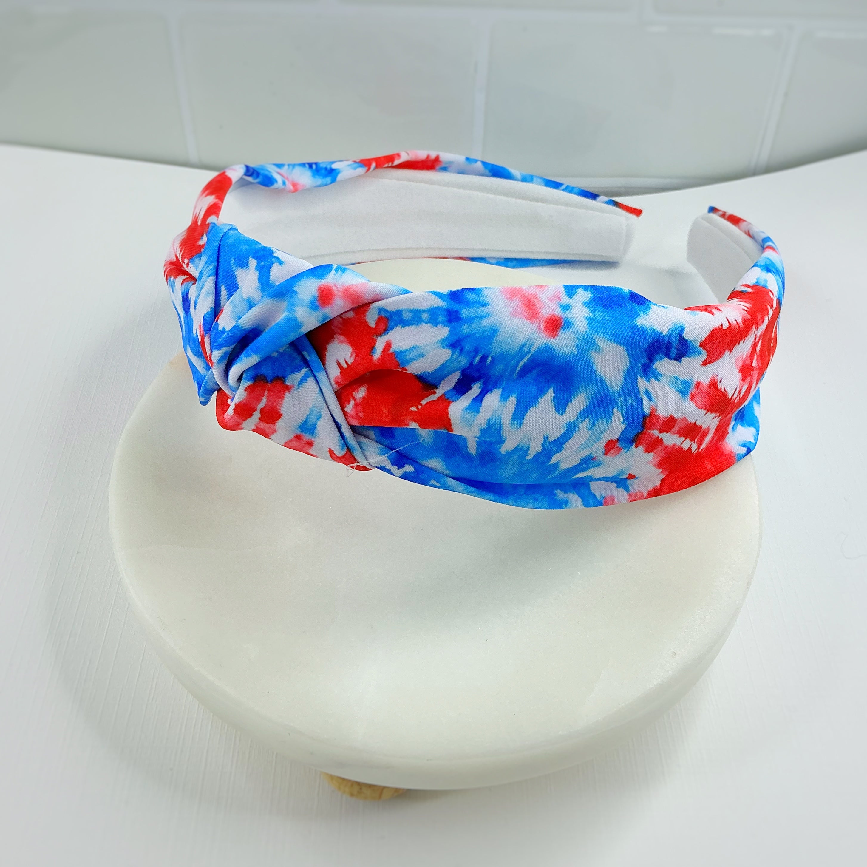 Tie Dye Patriotic Stars Bow Strip, Headband and Scrunchie Collection