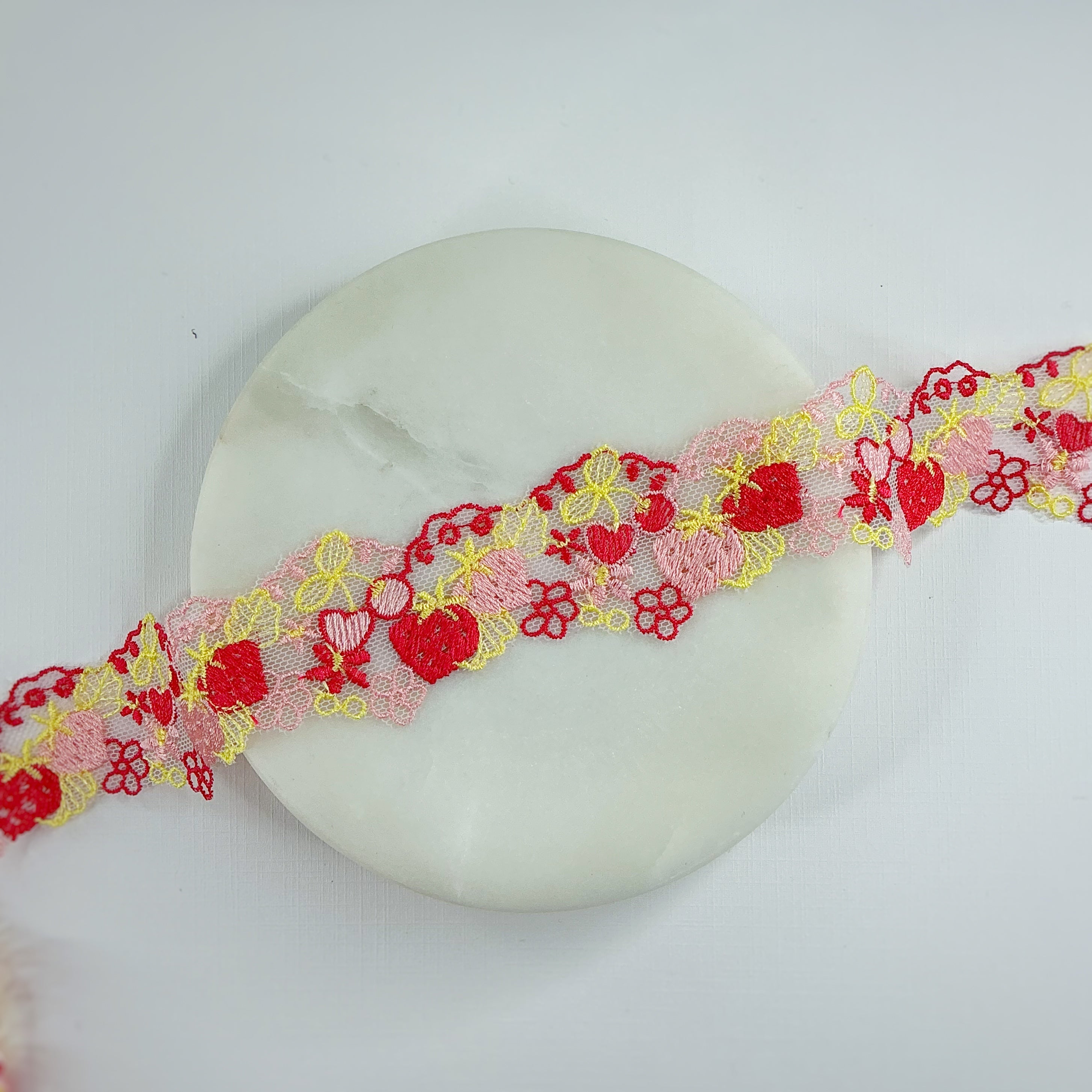 Strawberry & Cherry Mesh Lace Trim