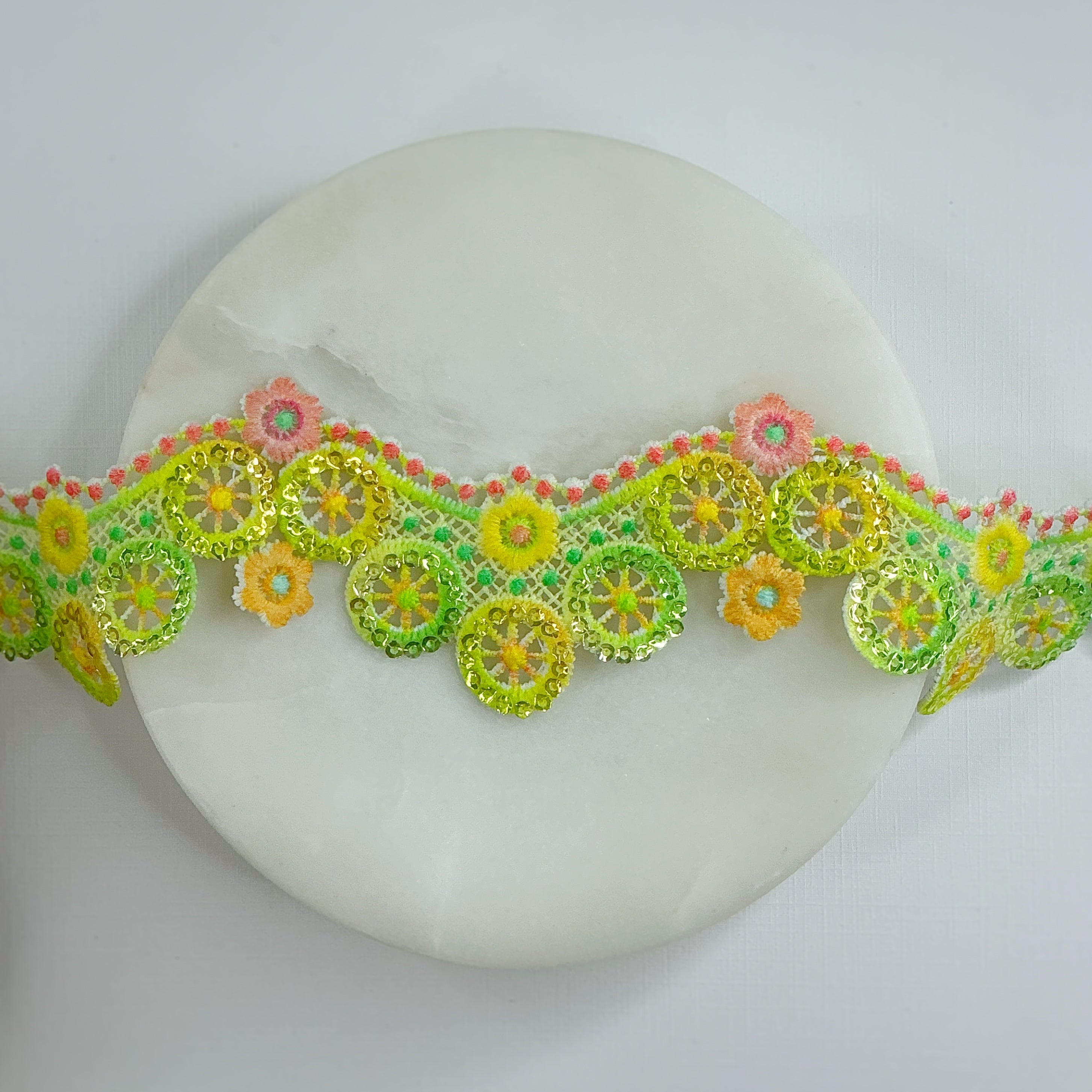 Neon Floral Sequin Guipure Lace Collection