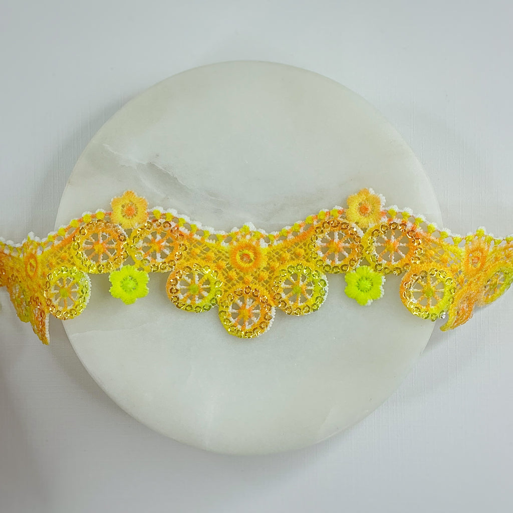Neon Floral Sequin Guipure Lace Collection