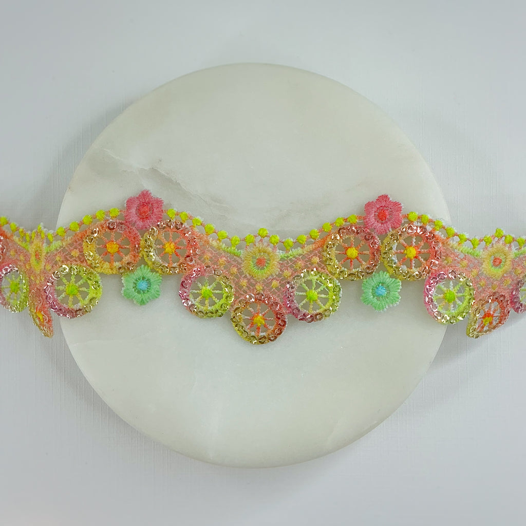 Neon Floral Sequin Guipure Lace Collection