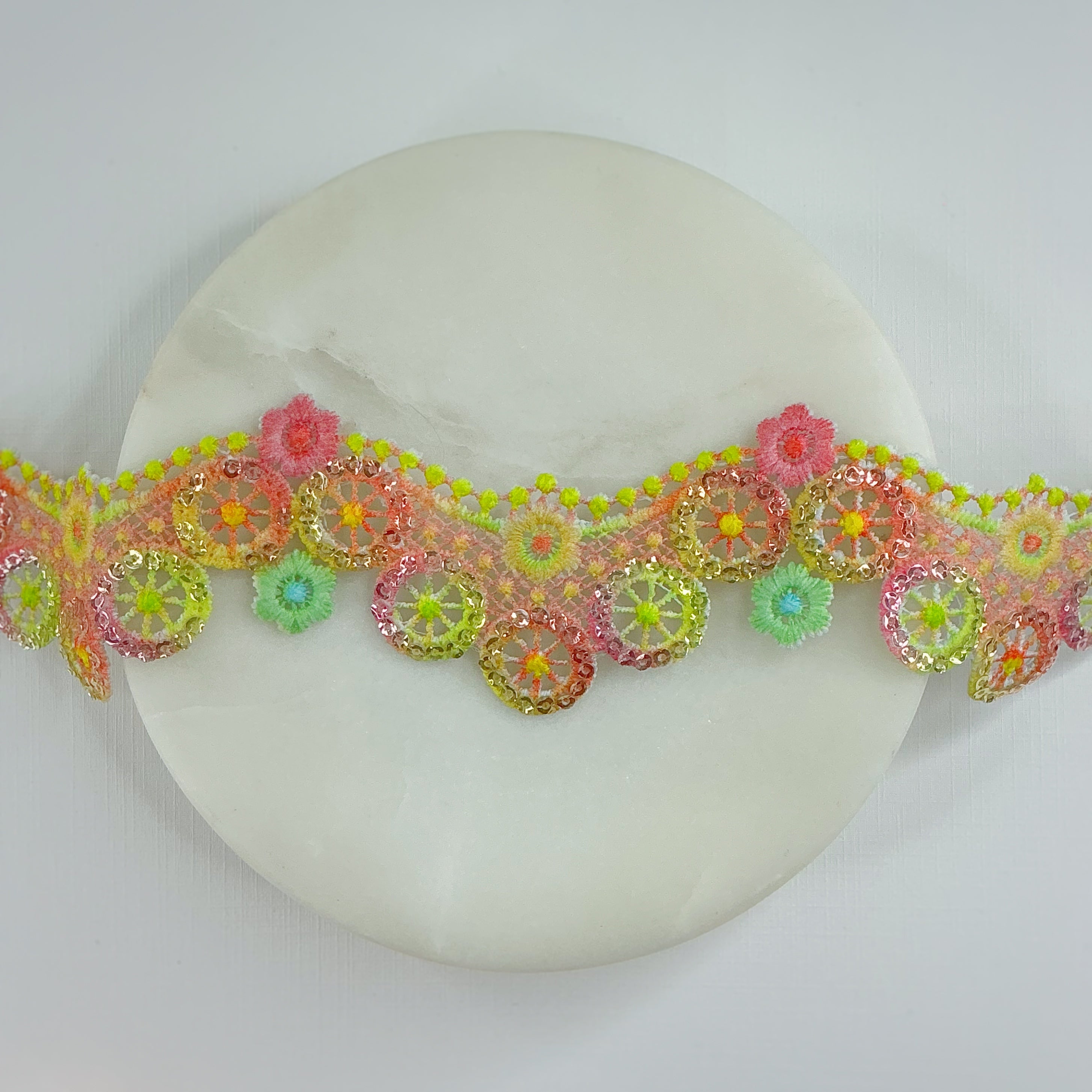 Neon Floral Sequin Guipure Lace Collection