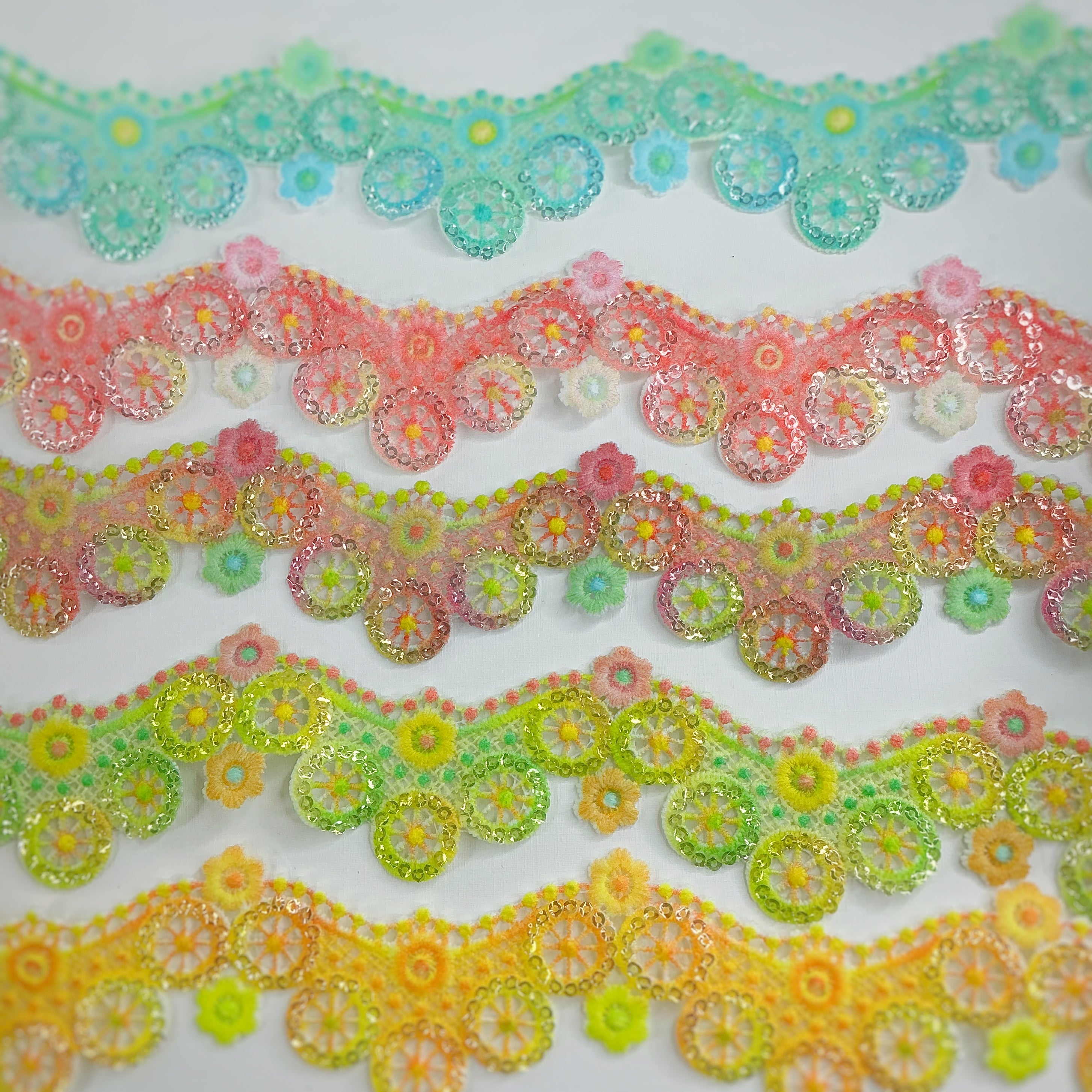 Neon Floral Sequin Guipure Lace Collection