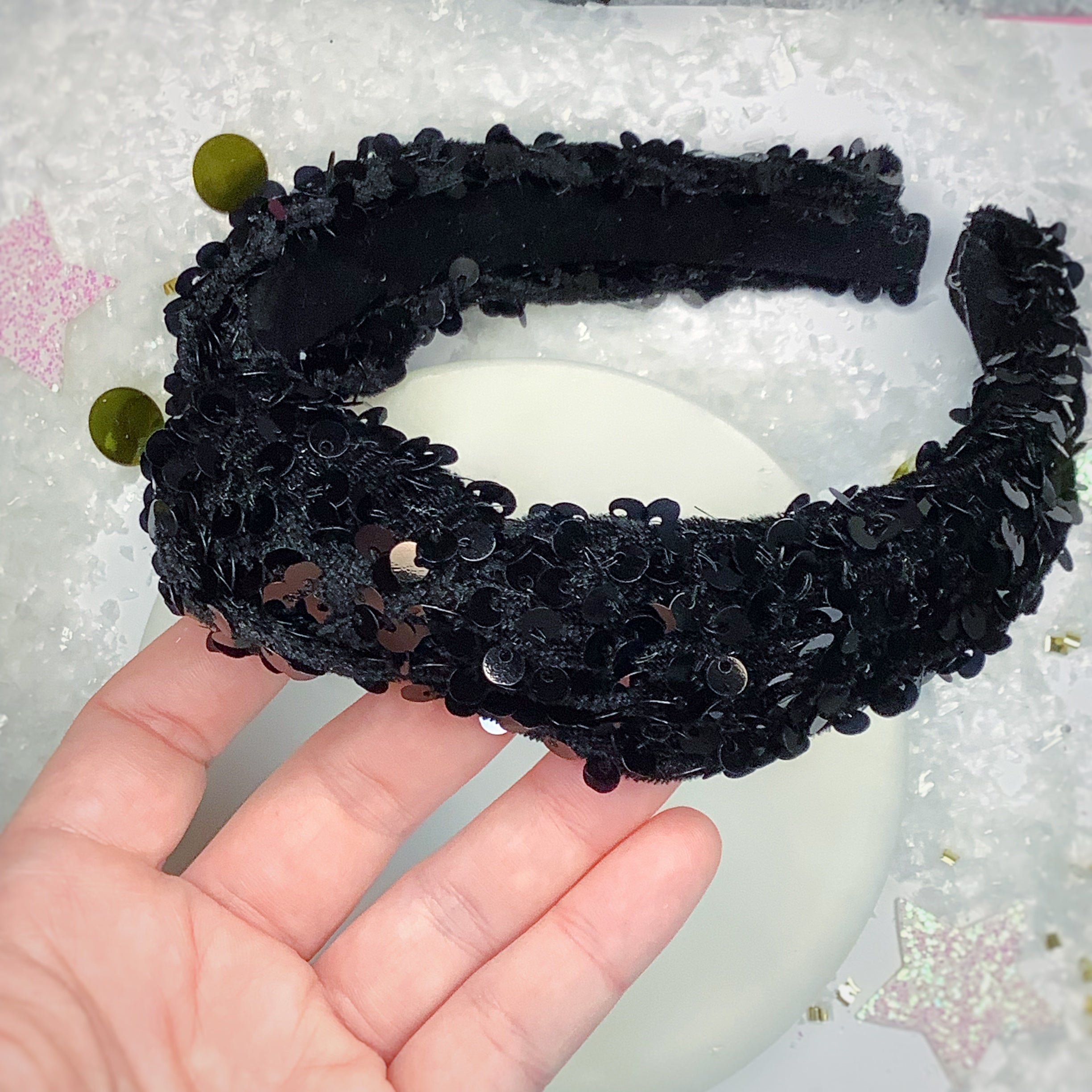 Velvet Sequin Knot Top Headband Collection