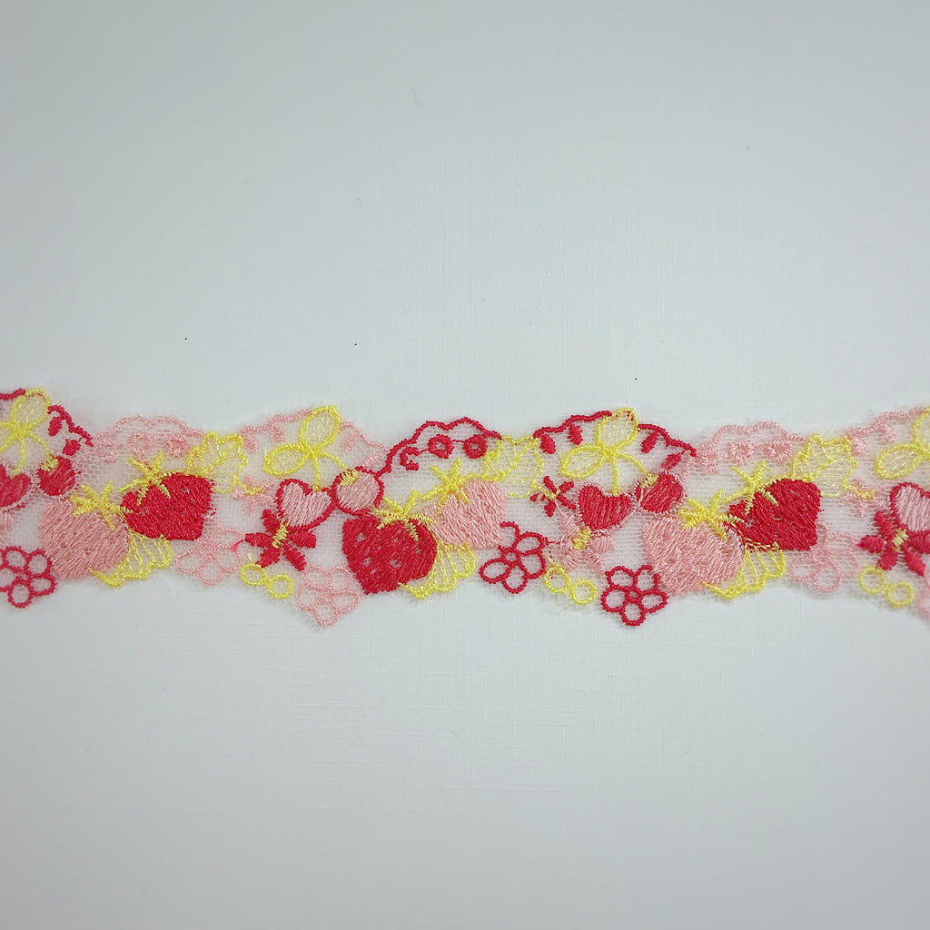 Strawberry & Cherry Mesh Lace Trim