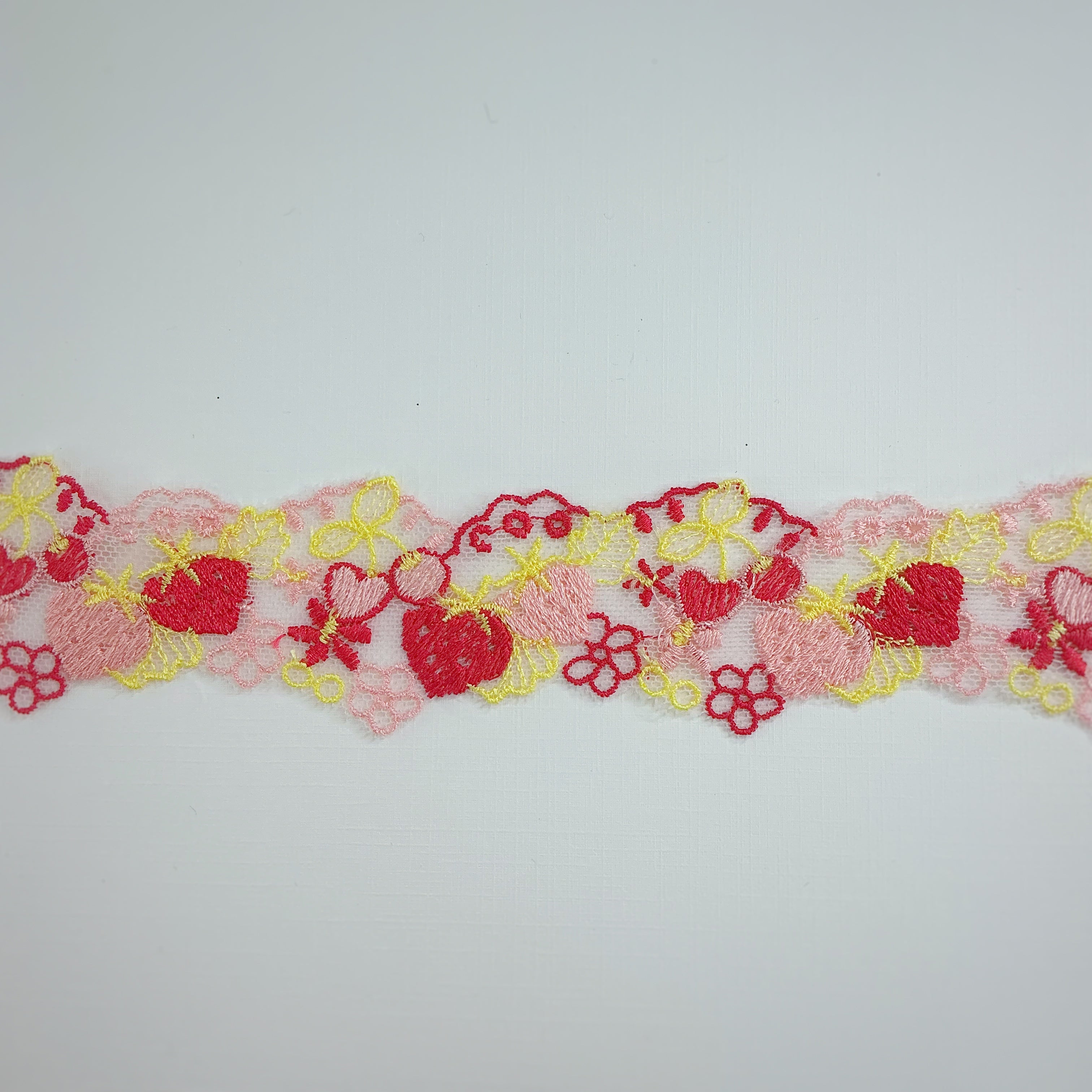 Strawberry & Cherry Mesh Lace Trim