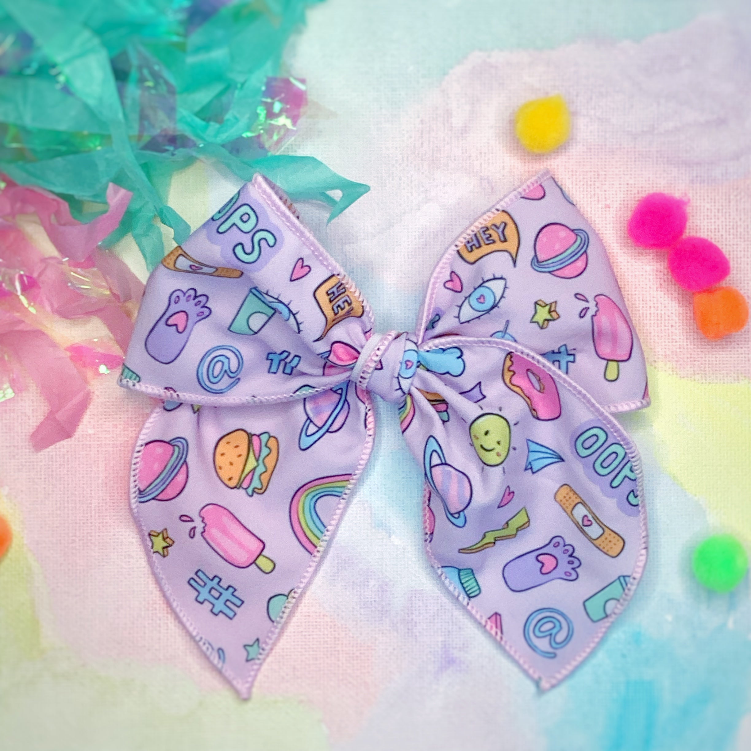 Funky Stickers Bow Strip and Scrunchie Collection