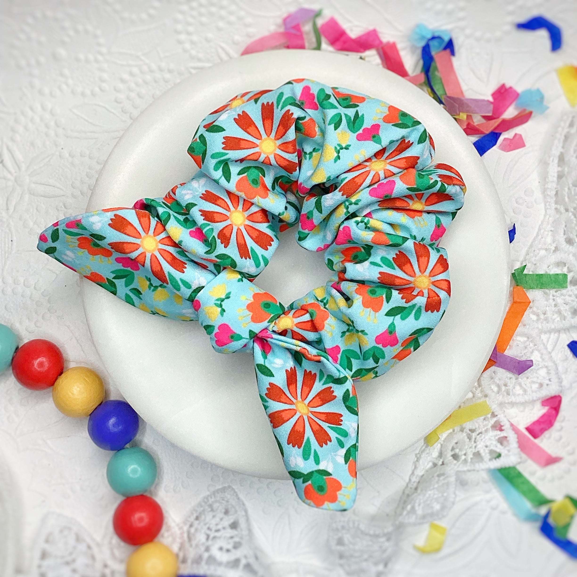 Vibrant Florals Bow Strip and Scrunchie Collection