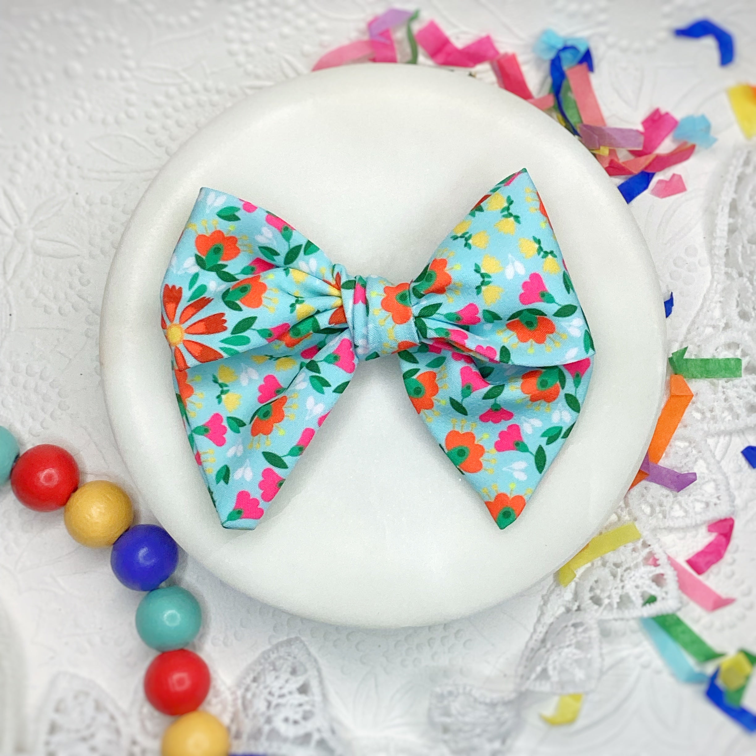 Vibrant Florals Bow Strip and Scrunchie Collection