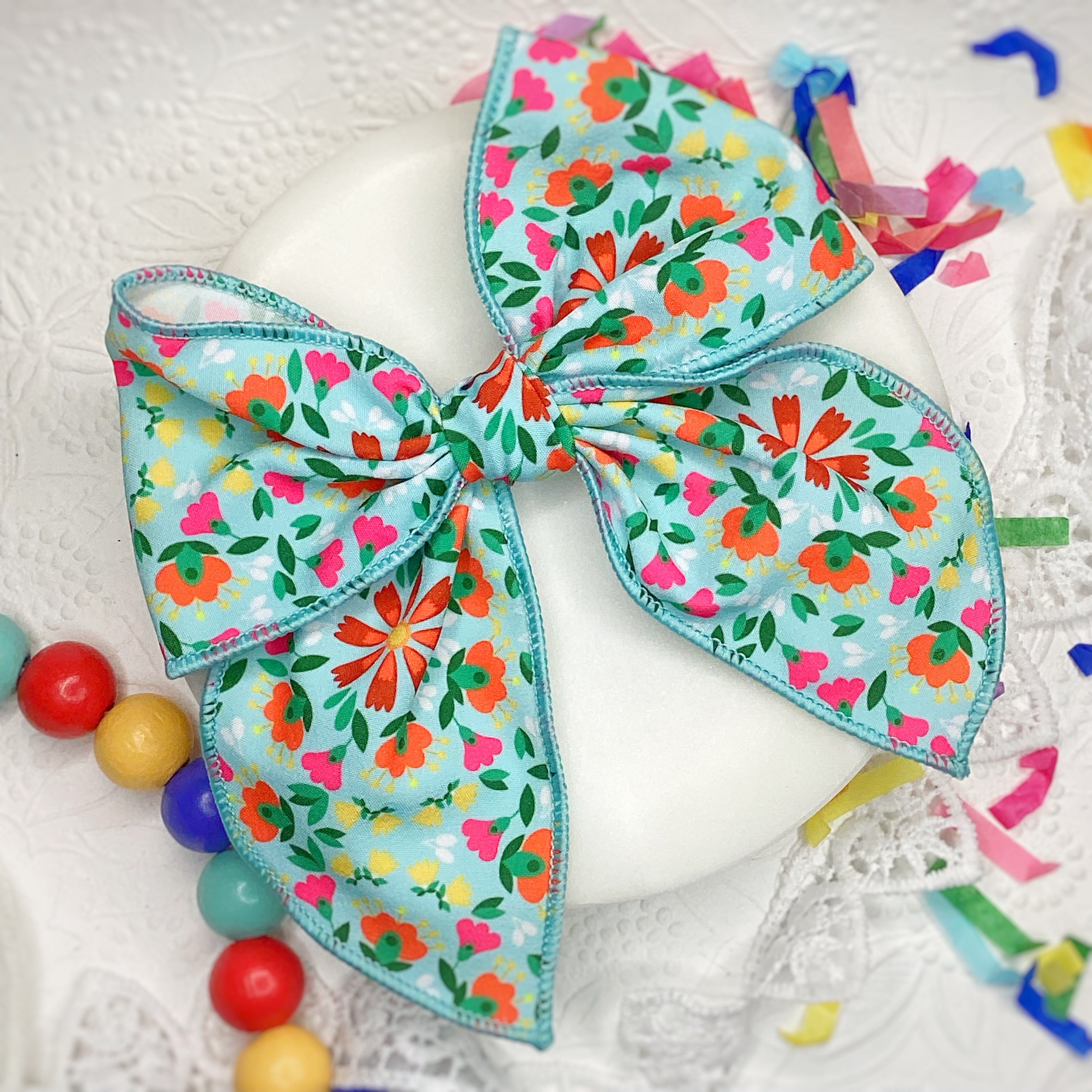 Vibrant Florals Bow Strip and Scrunchie Collection