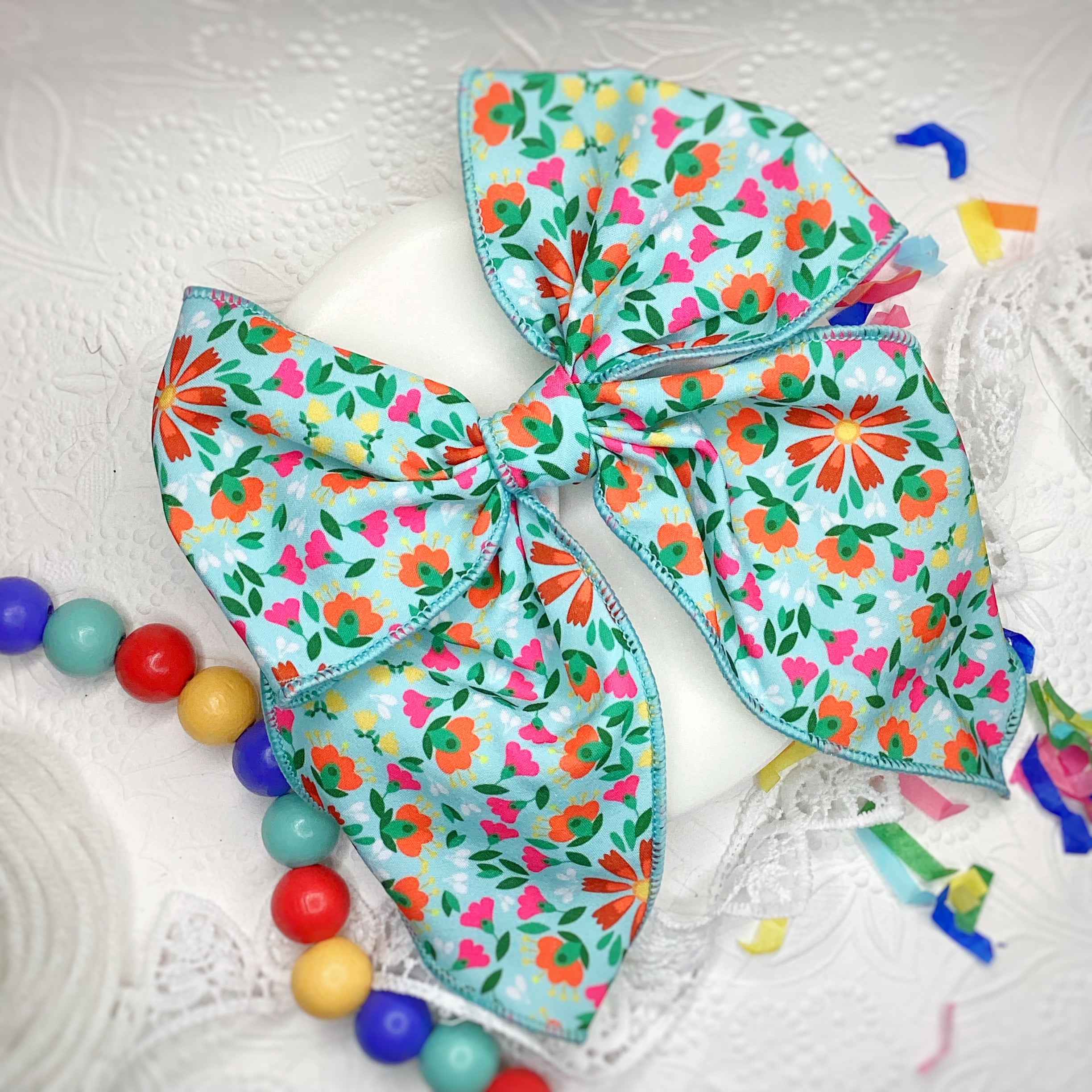Vibrant Florals Bow Strip and Scrunchie Collection