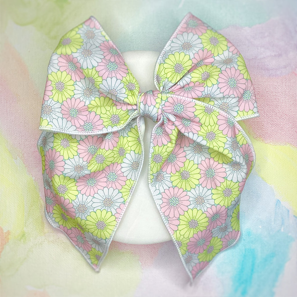 Pastel Coneflowers Bow Strip and Scrunchie Collection