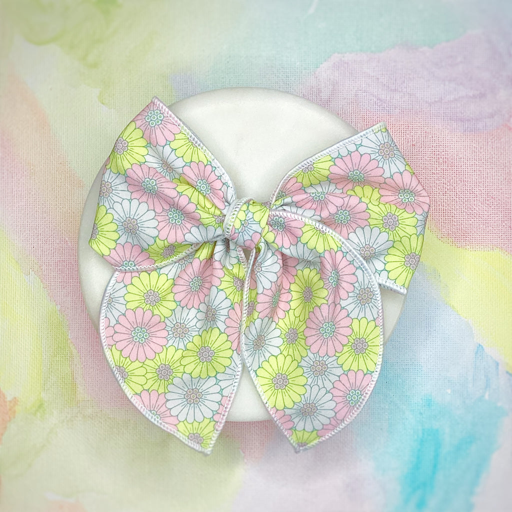 Pastel Coneflowers Bow Strip and Scrunchie Collection