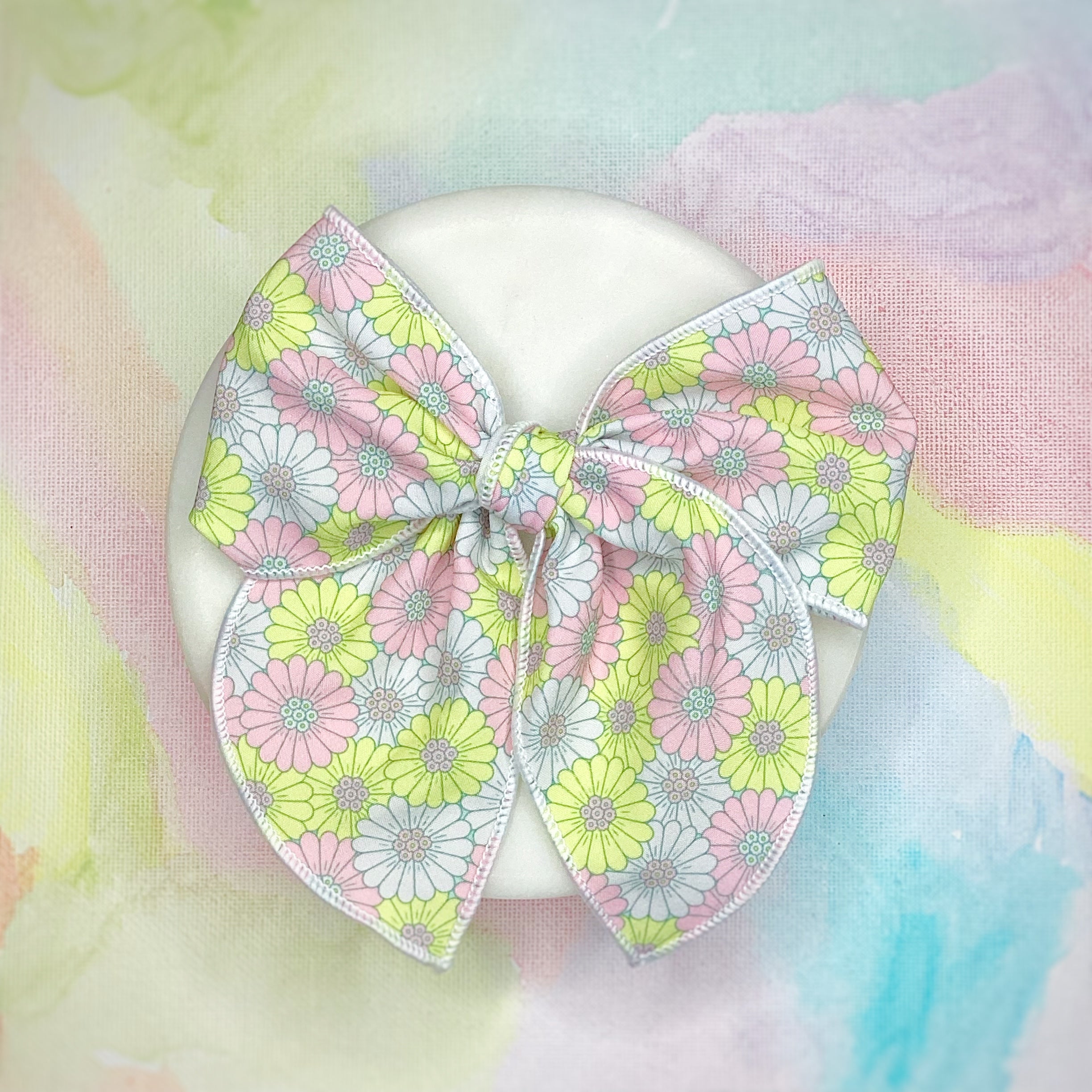 Pastel Coneflowers Bow Strip and Scrunchie Collection